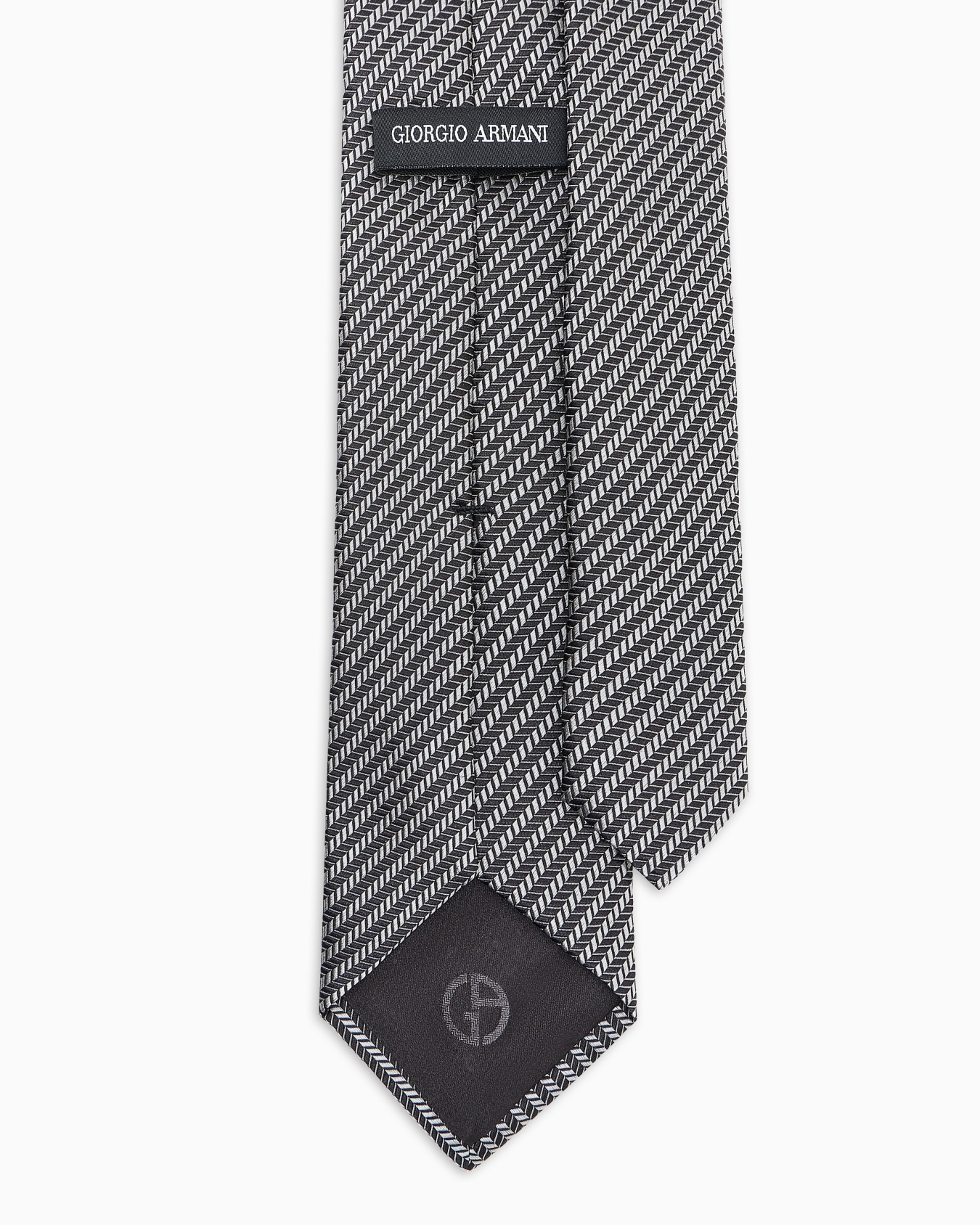 Pure silk tie with geometric jacquard motif Slide 1