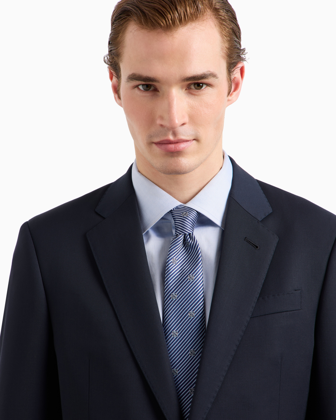 Pure silk tie with jacquard stripes Slide 2