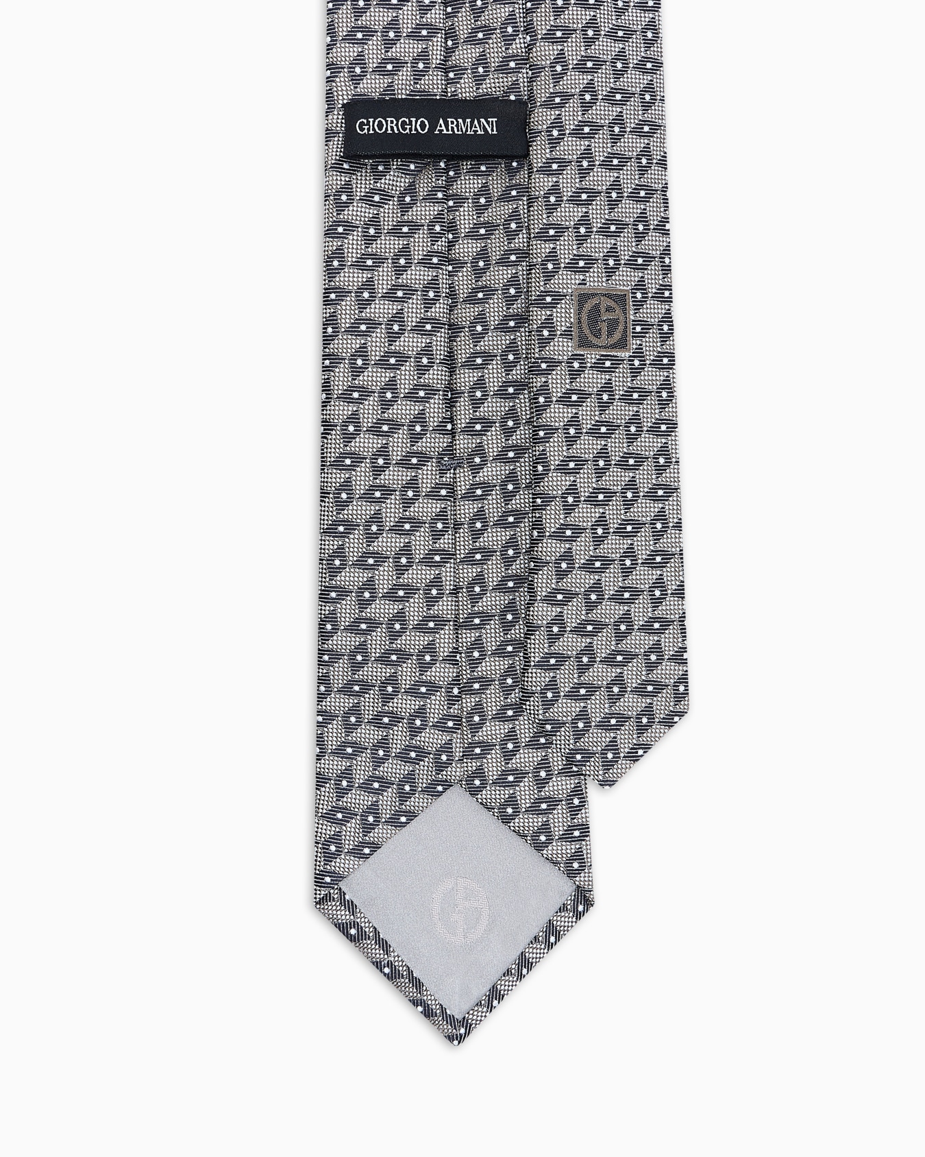 Silk tie with jacquard chevron motif Slide 1
