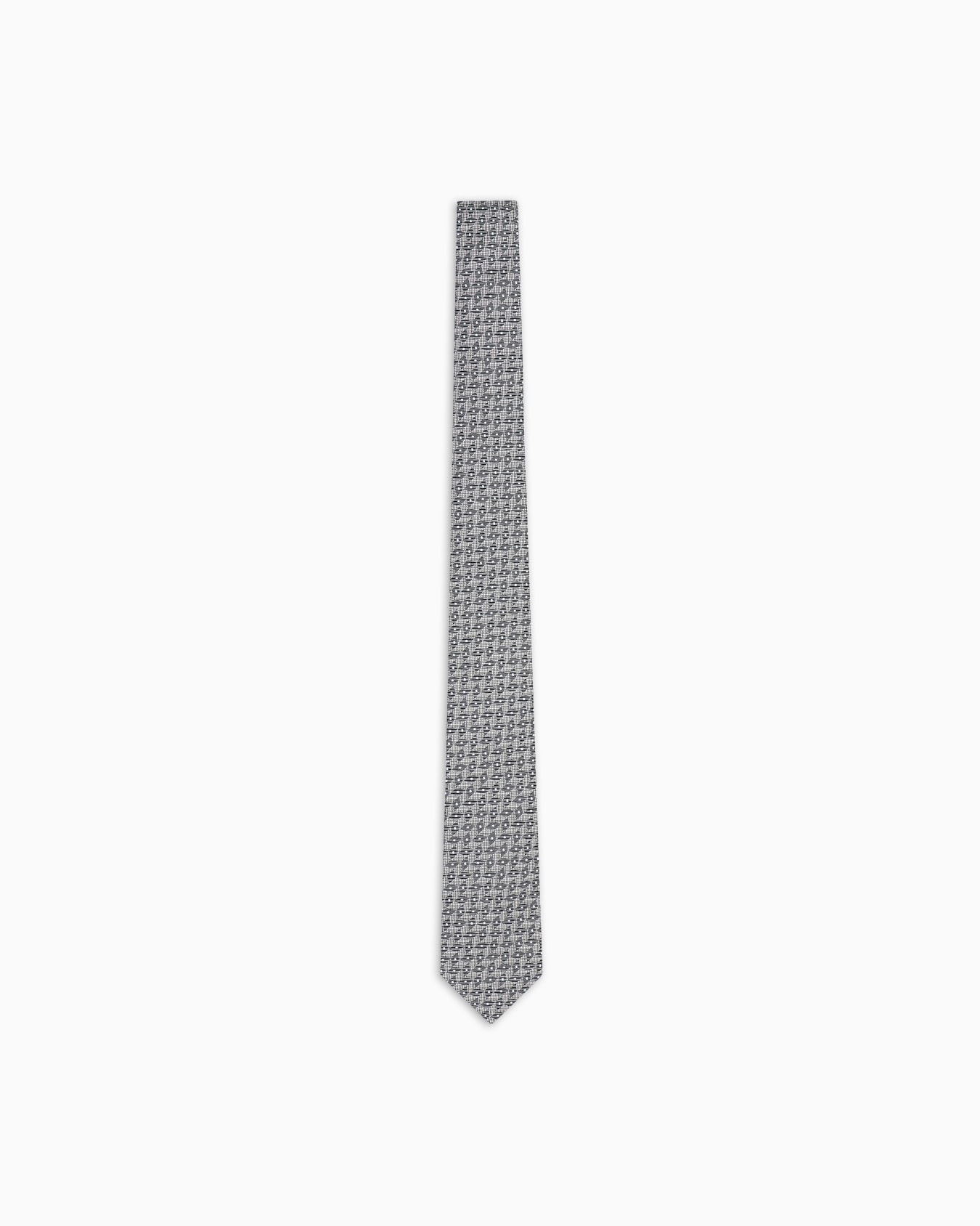 Silk tie with jacquard chevron motif Slide 0