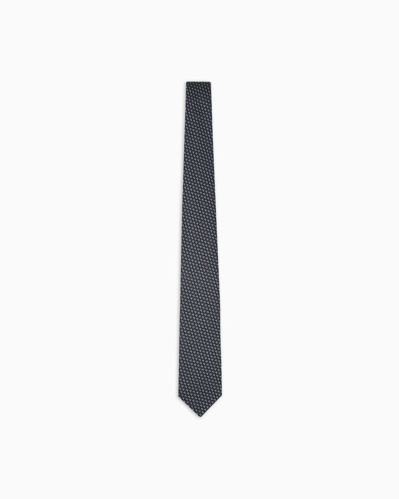 Silk tie with geometric jacquard motif Slide 0