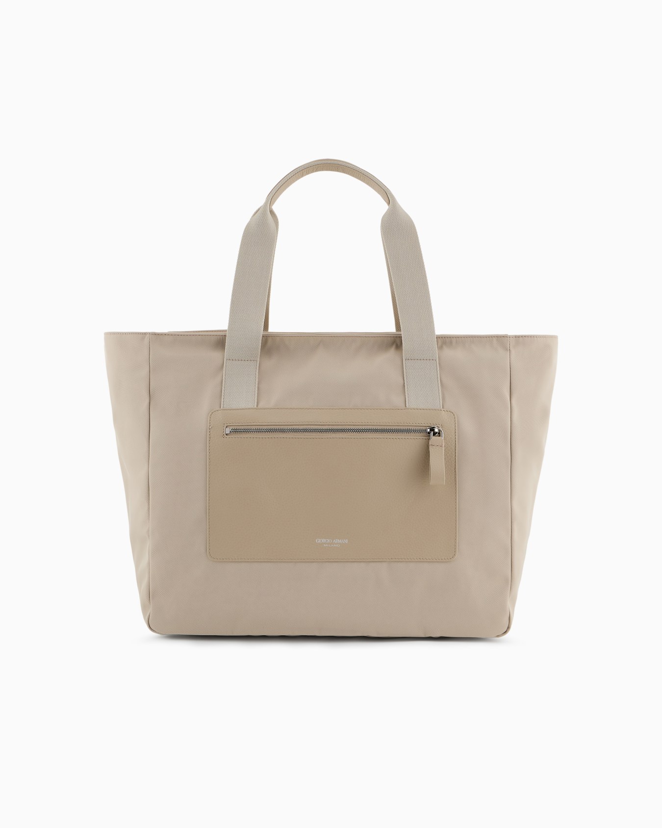 Medium shopper bag in nylon and pebbled leather Slide 0