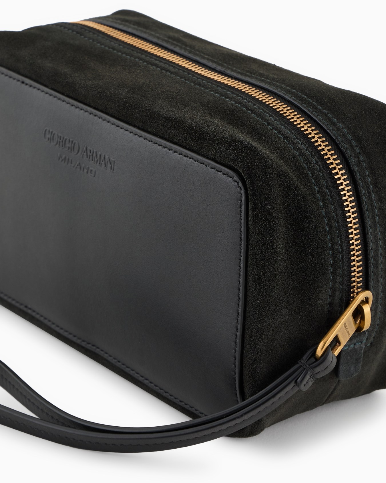 Trousse de toilette en cuir suédé avec fermeture zippée Diapositive 3
