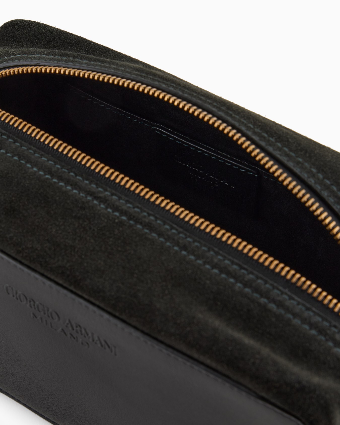 Trousse de toilette en cuir suédé avec fermeture zippée Diapositive 2