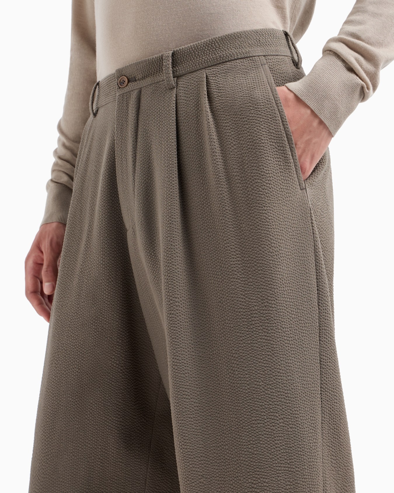 Stretch wool seersucker double-pleat trousers Slide 5
