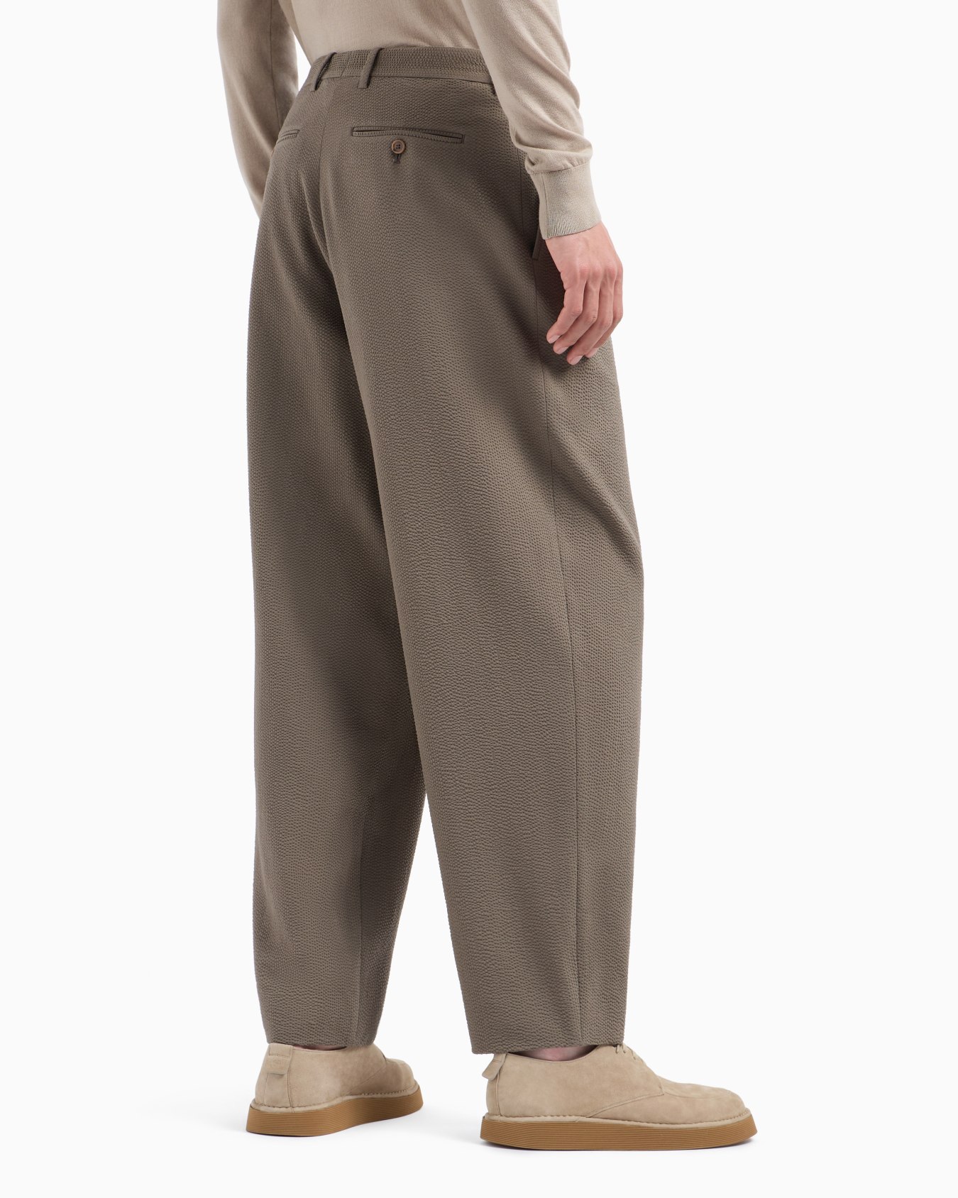 Stretch wool seersucker double-pleat trousers Slide 3