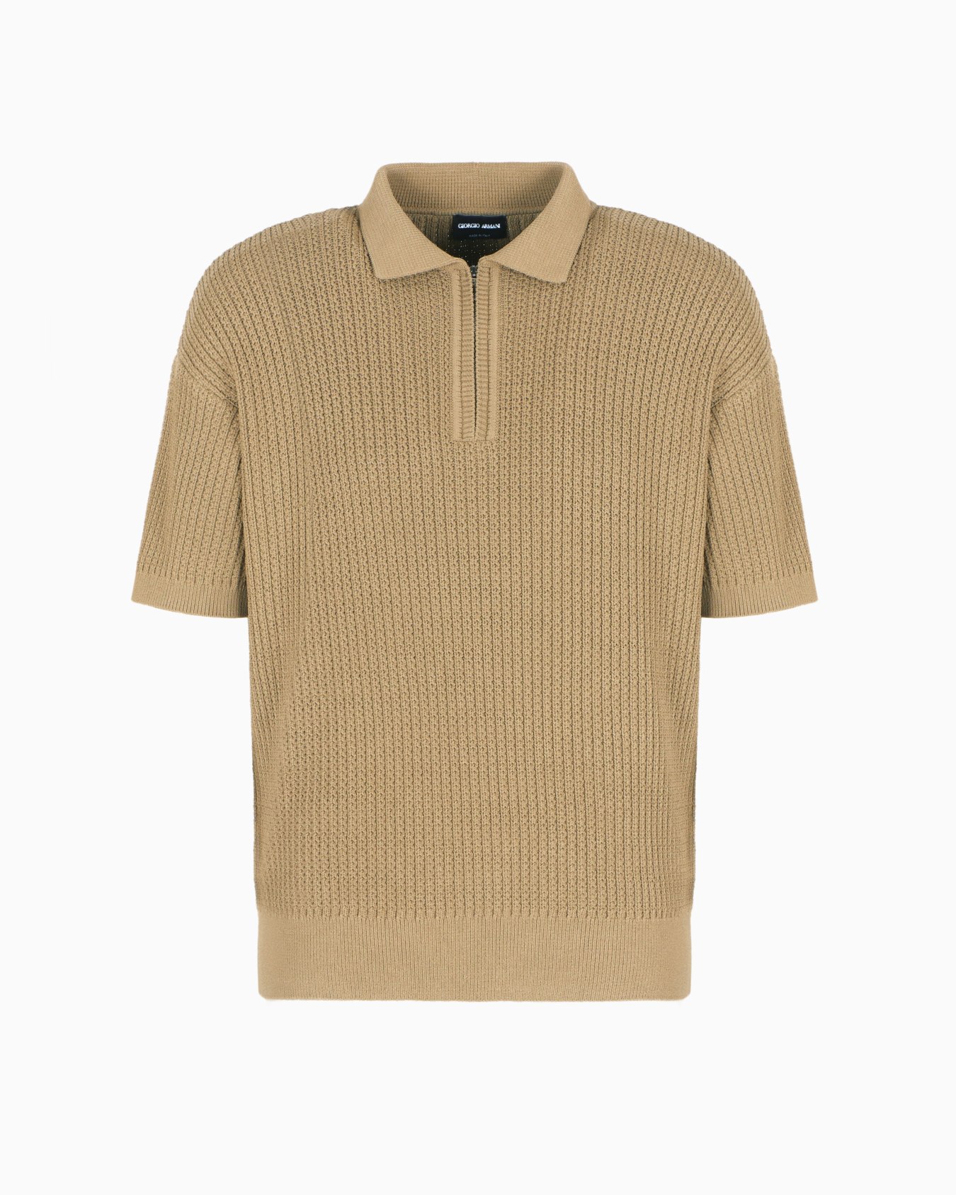 Short-sleeved polo shirt in a ribbed viscose blend Slide 0