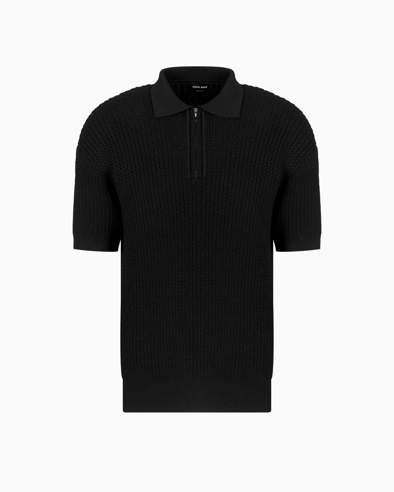 Short-sleeved polo shirt in a ribbed viscose blend Slide 0