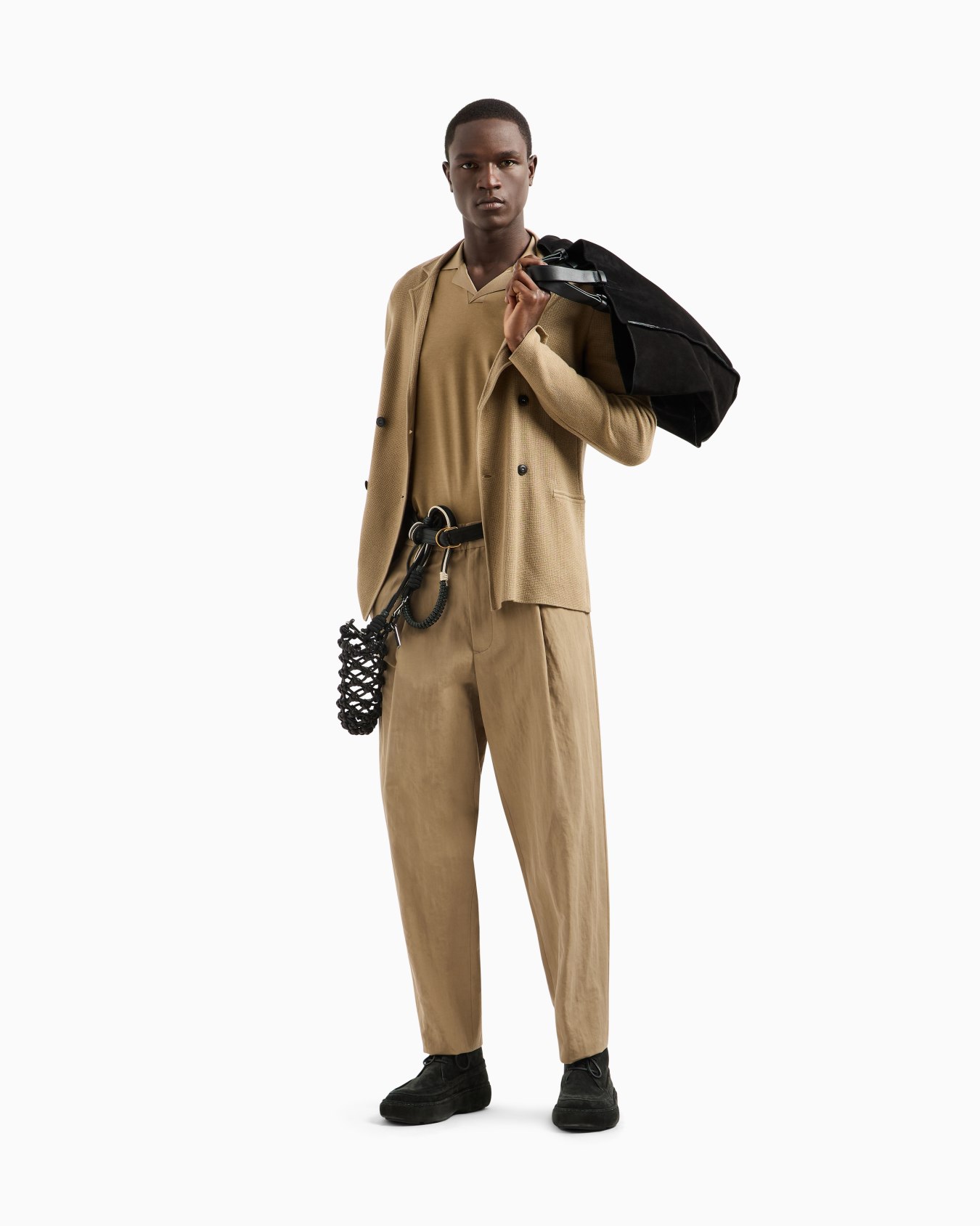Double-breasted jacket in virgin wool and cashmere Slide 1