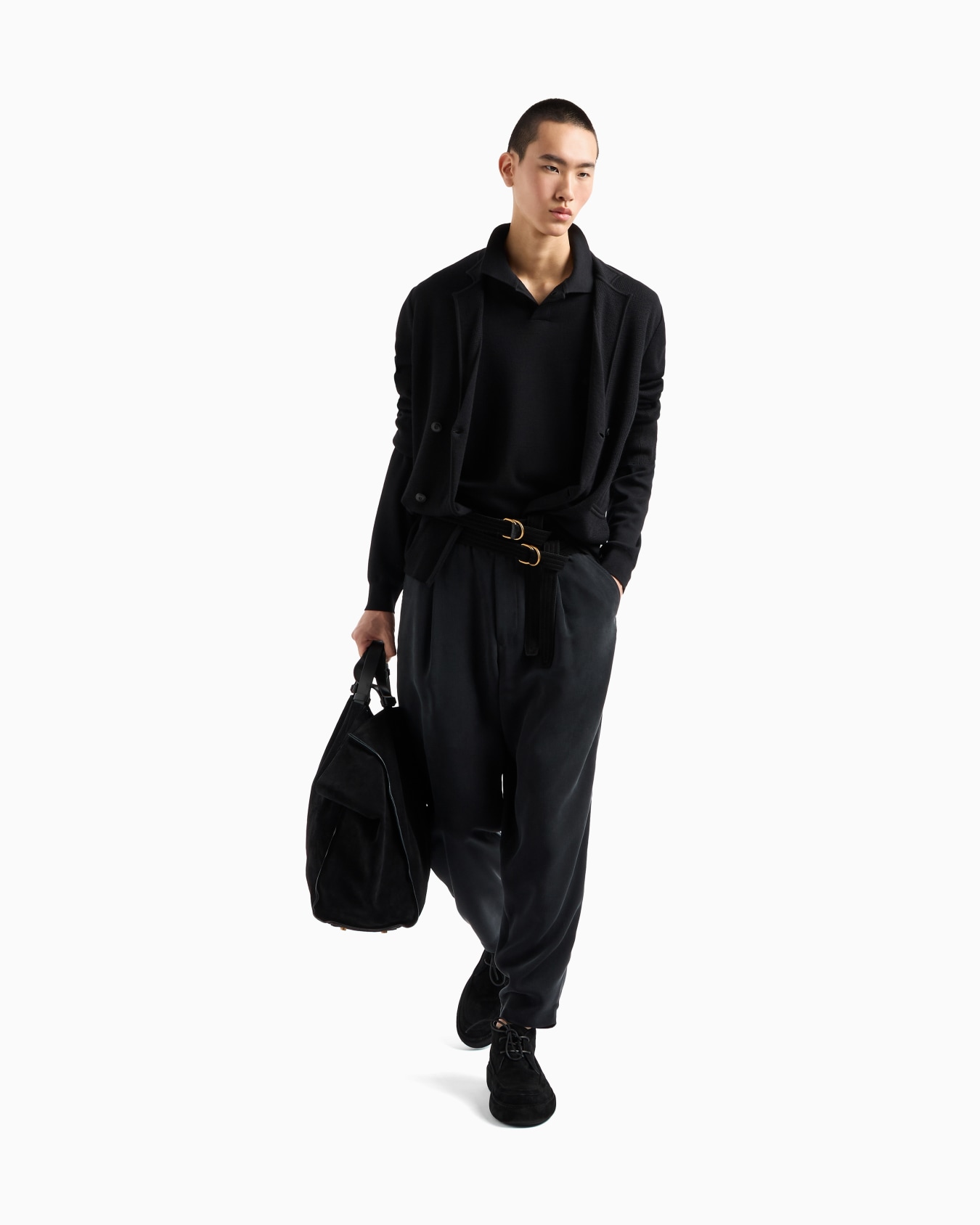Double-breasted jacket in virgin wool and cashmere Slide 1