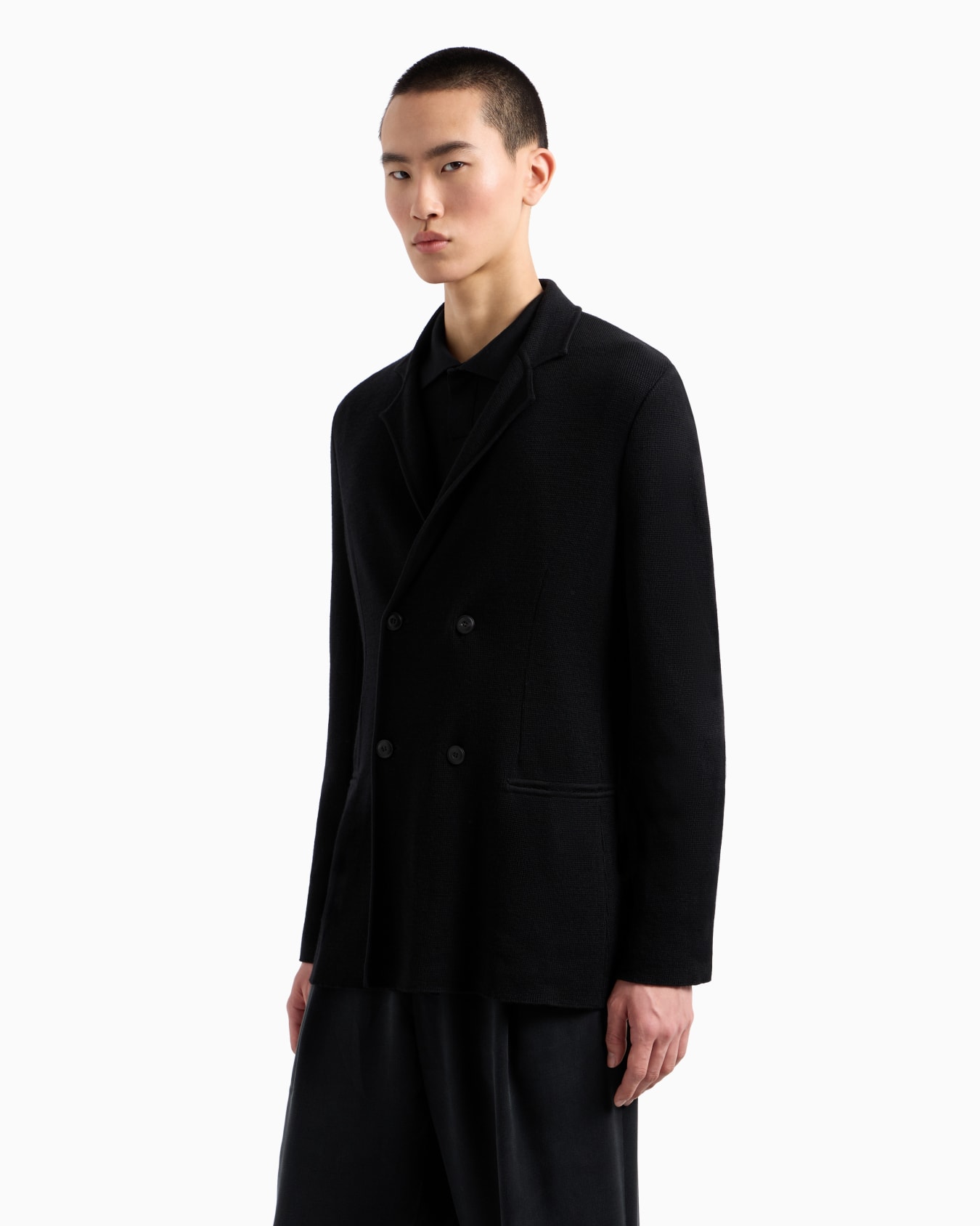 Double-breasted jacket in virgin wool and cashmere Slide 3