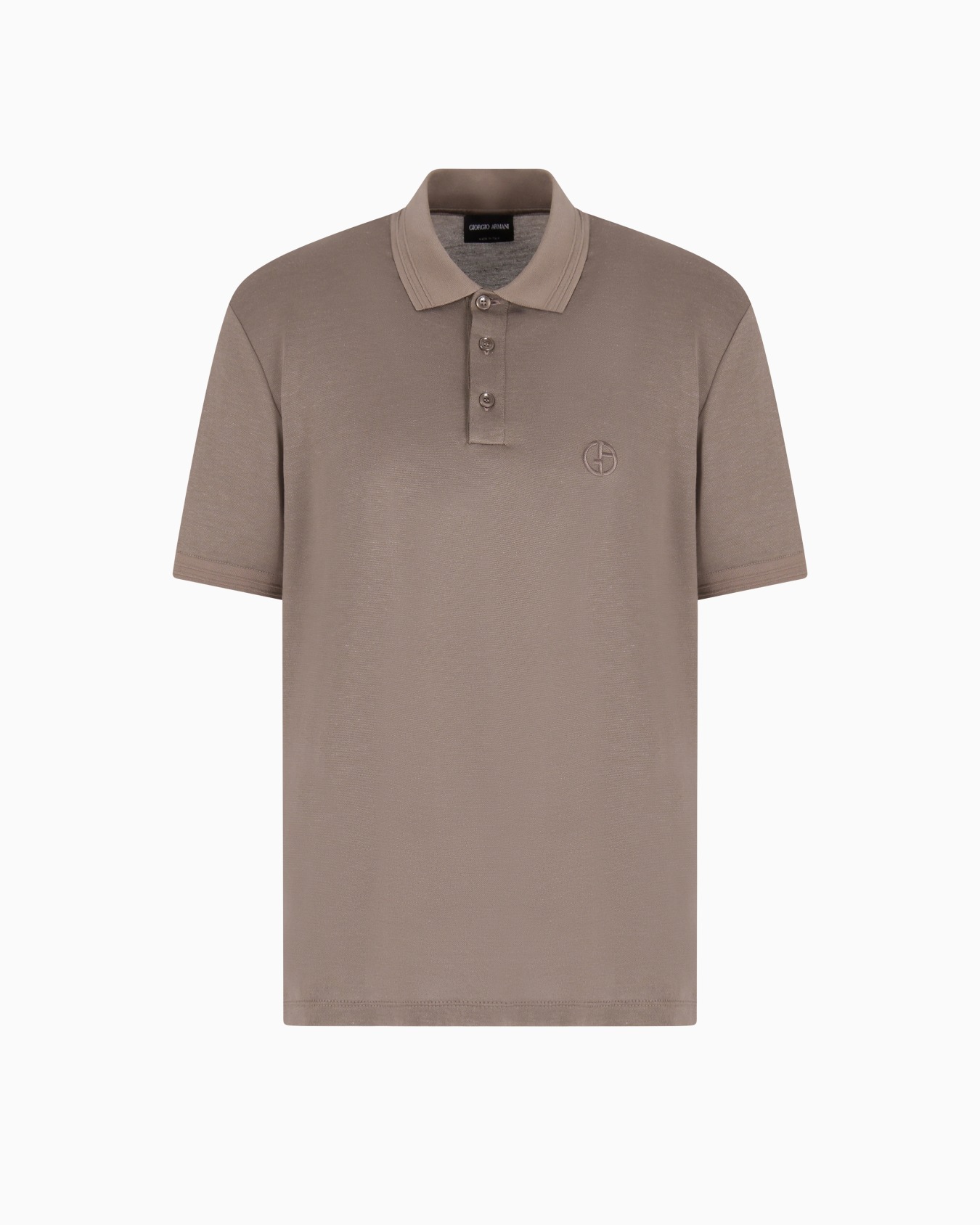 Short-sleeved polo shirt in silk, linen and cotton Slide 0