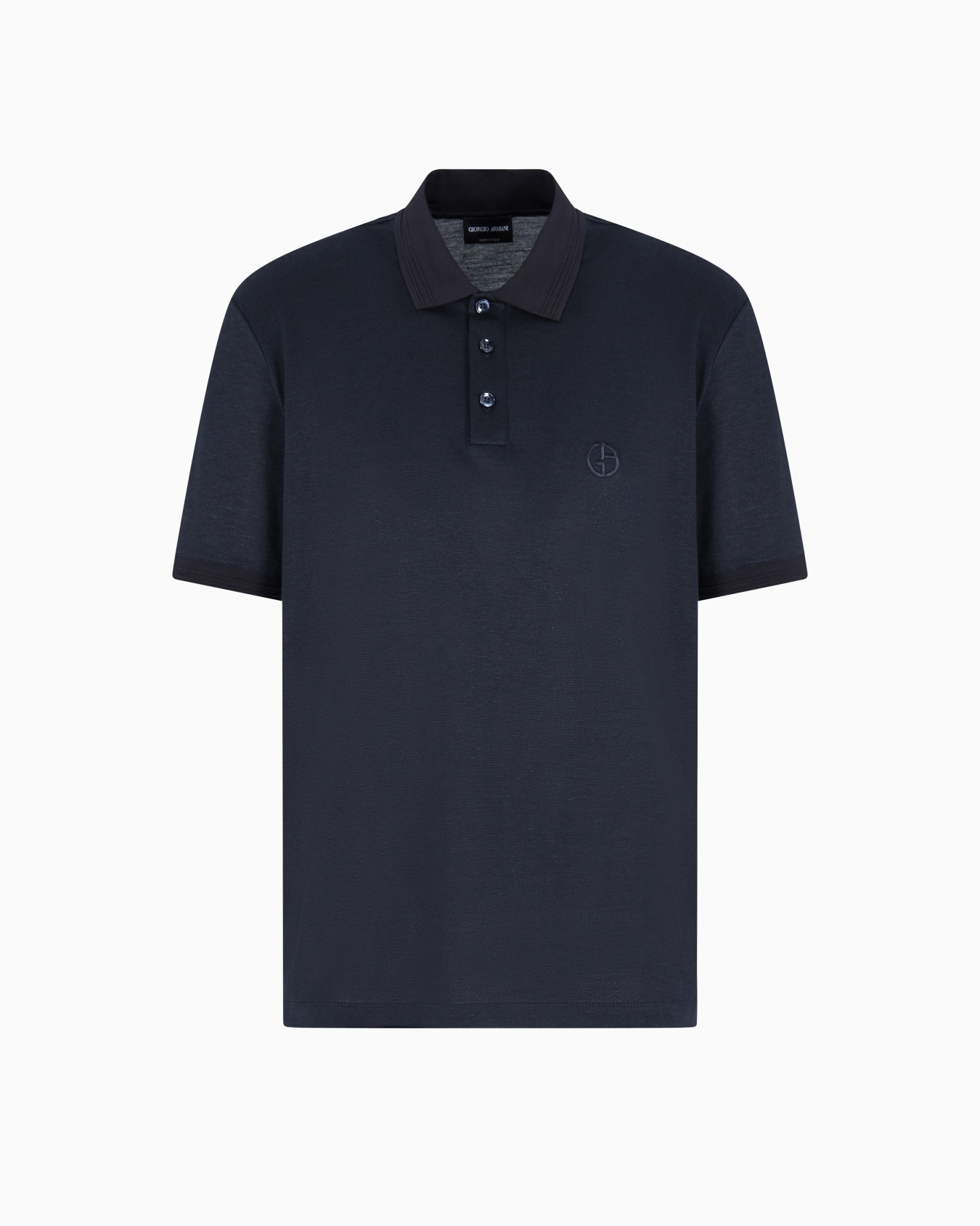 Short-sleeved polo shirt in silk, linen and cotton Slide 0