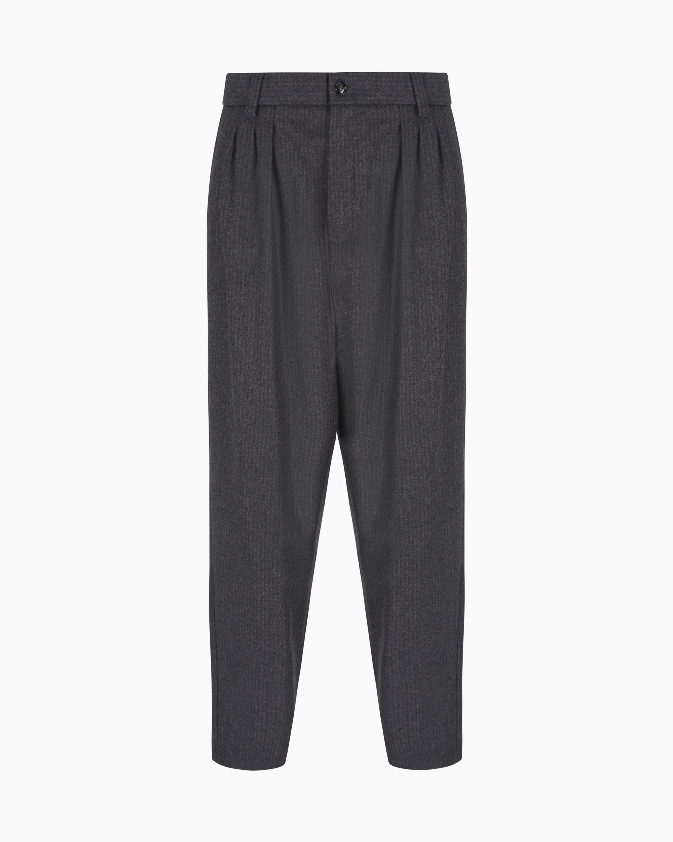 Virgin-wool and cashmere double-dart trousers with jacquard pinstripes Slide 0