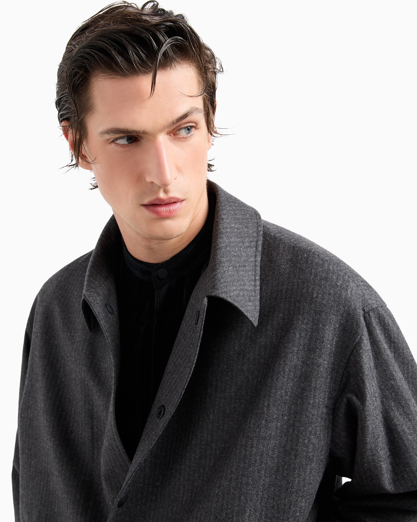 Virgin wool and cashmere blouson with jacquard pinstripes Diapositiva 5