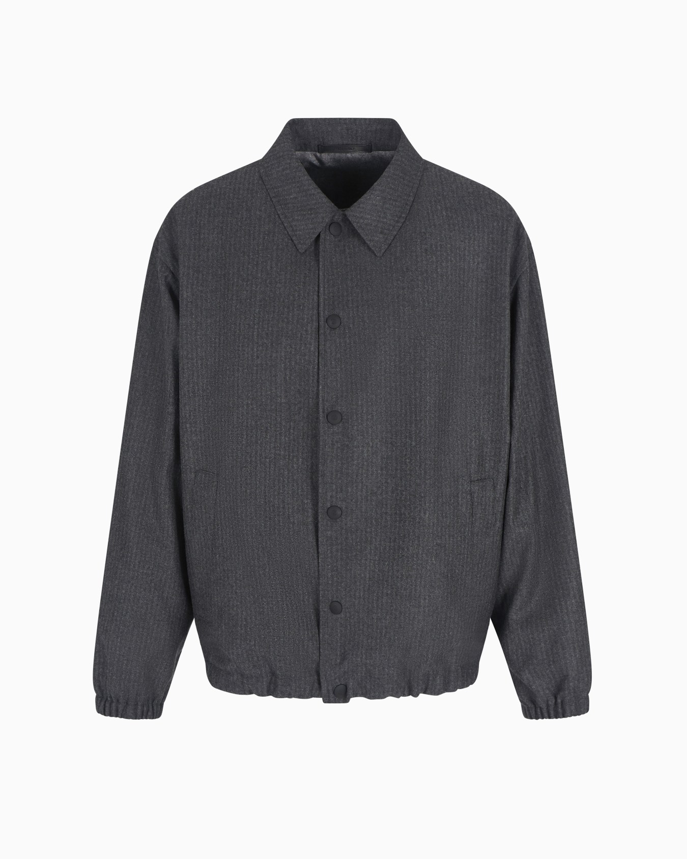Virgin wool and cashmere blouson with jacquard pinstripes Slide 0