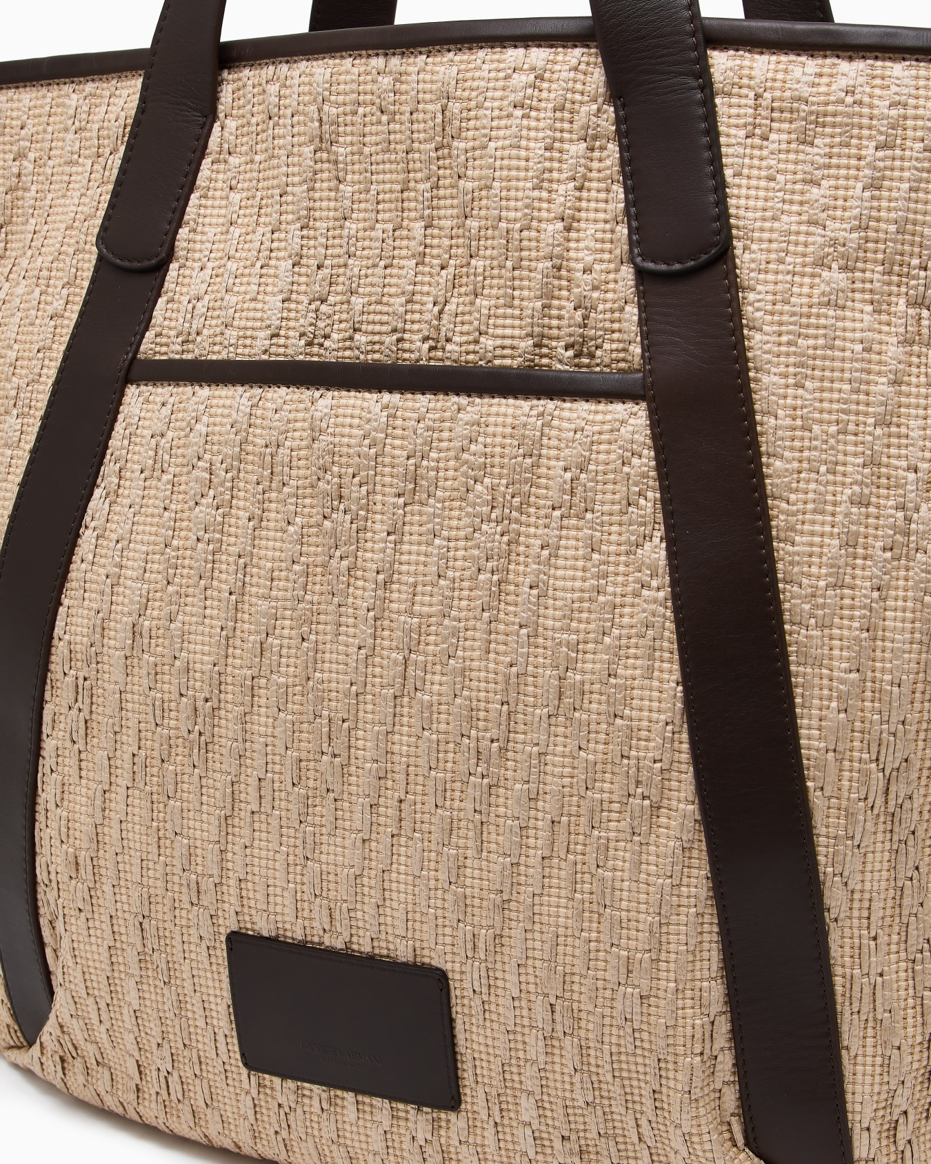 Raffia and leather shopper bag Slide 4