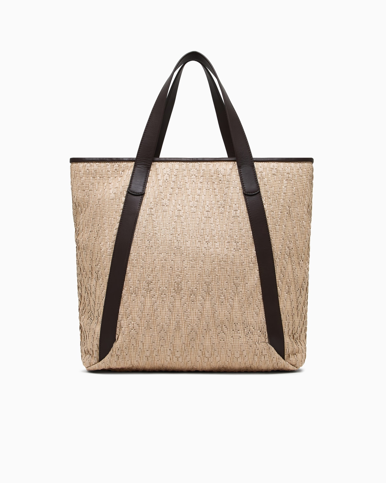 Raffia and leather shopper bag Slide 2