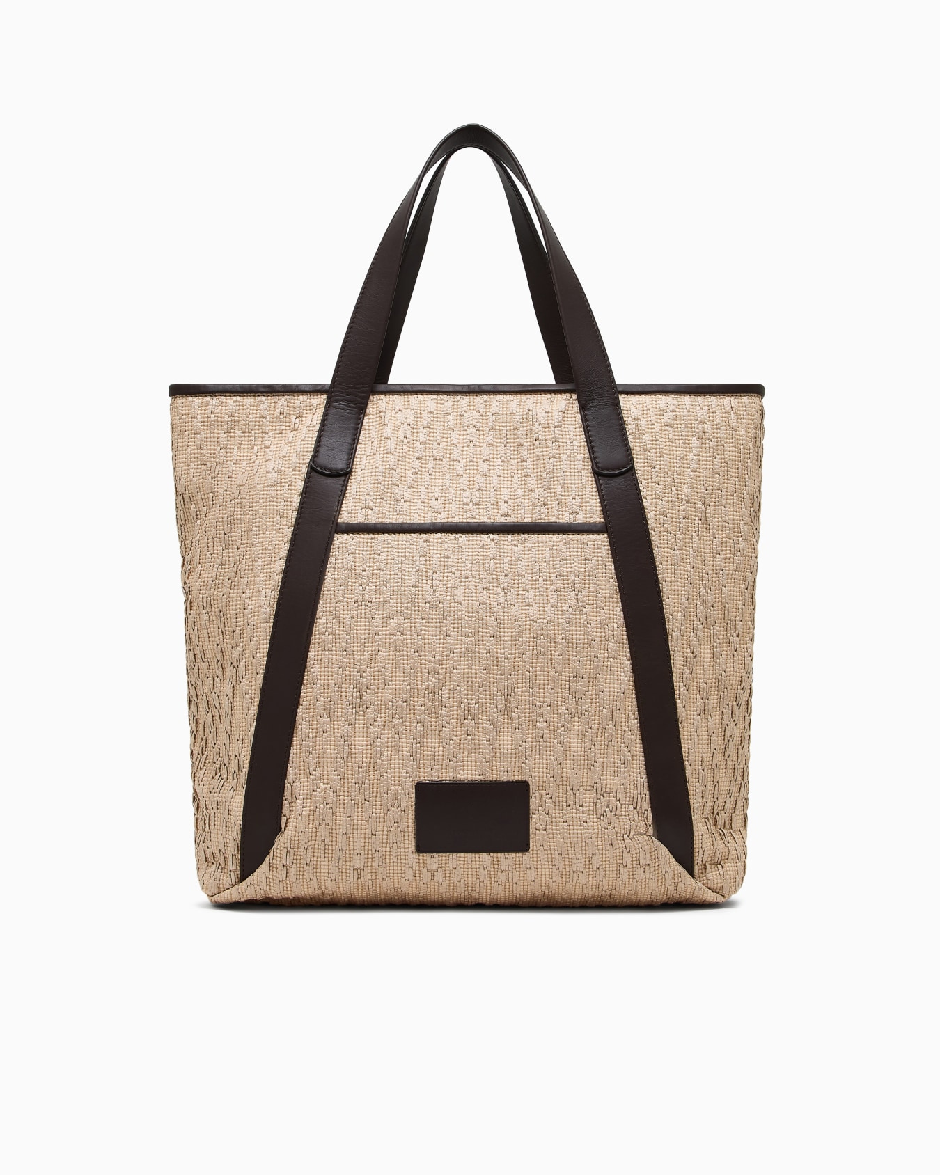 Raffia and leather shopper bag Slide 0