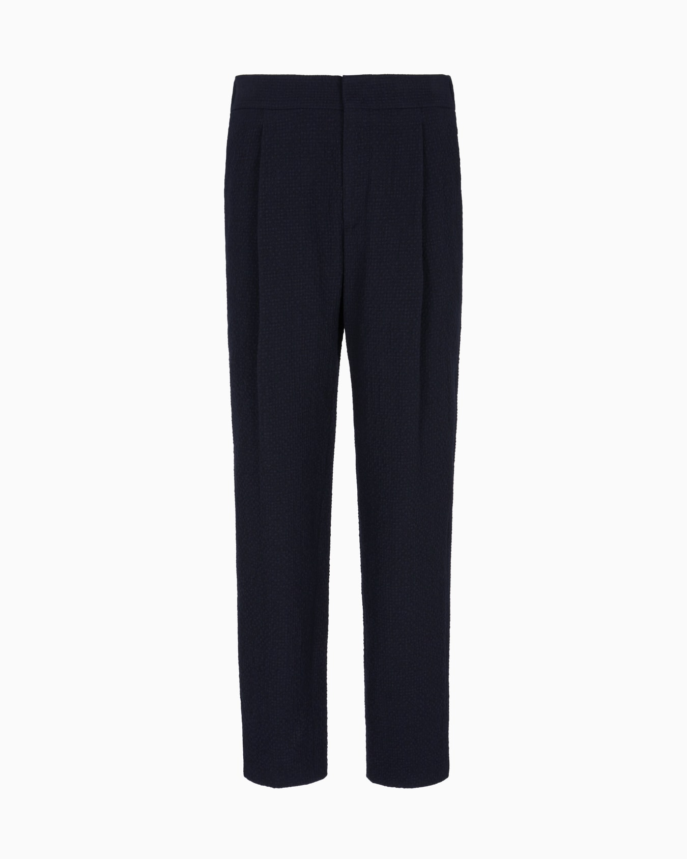 Single-pleat virgin-wool seersucker trousers Slide 0