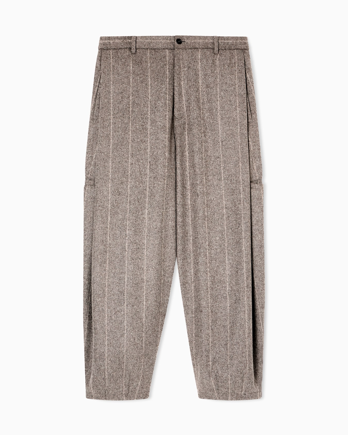 Pantaloni flat front in panno di lana gessato Slide 0