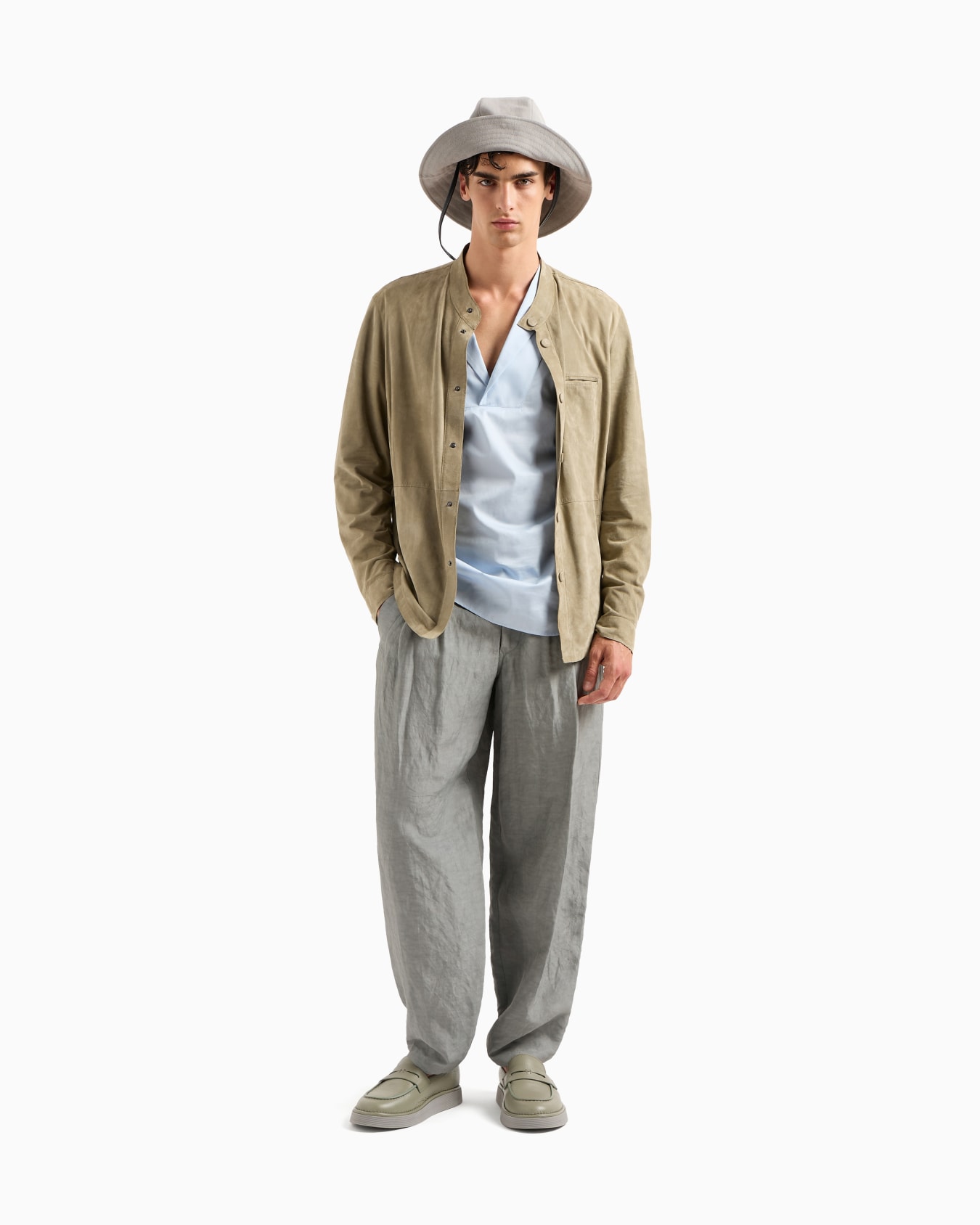 Giacca camicia in suede di agnello Slide 2