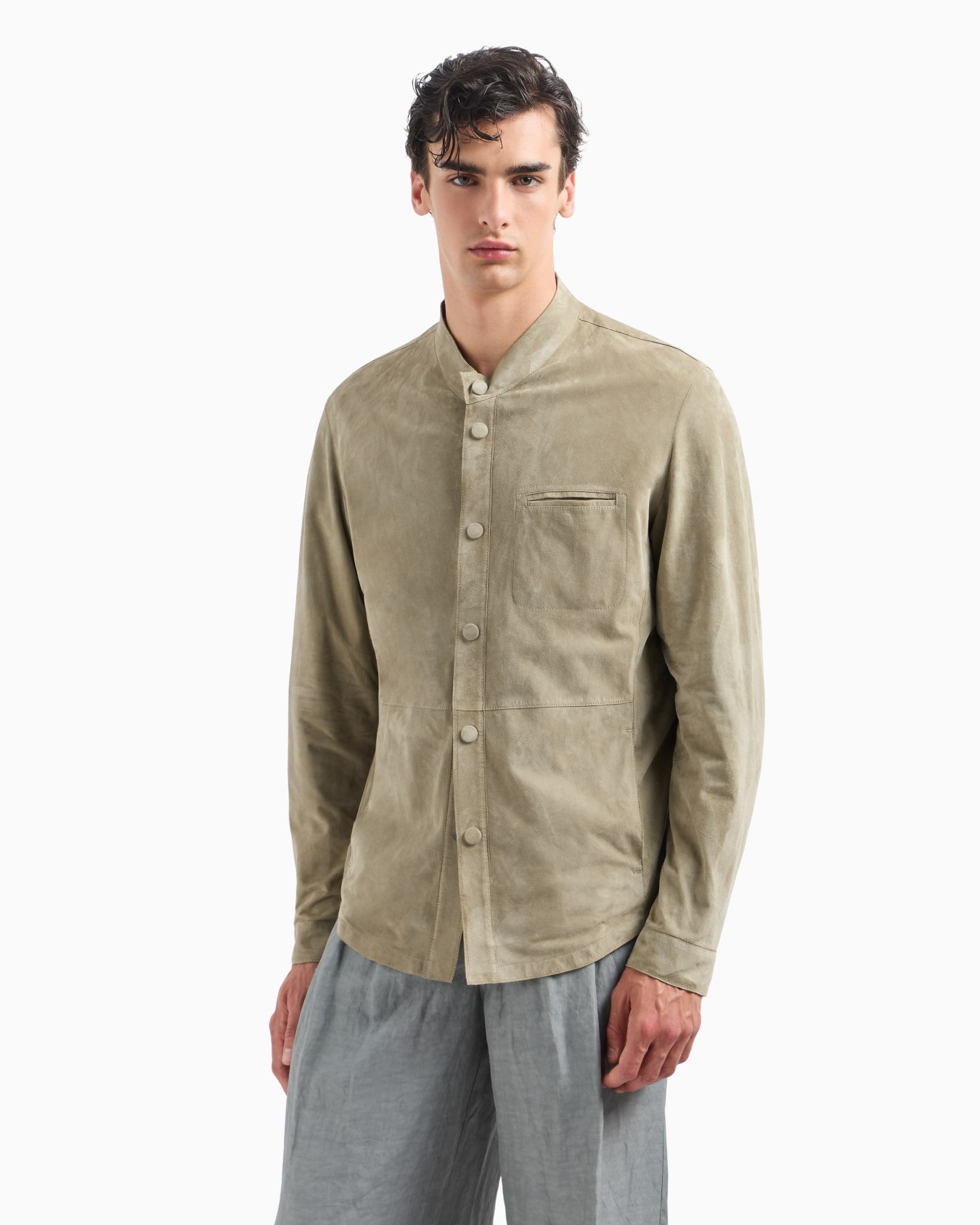 Giacca camicia in suede di agnello Slide 4