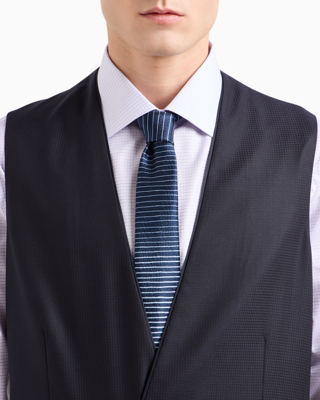 Single-breasted waistcoat in micro gingham virgin wool Slide 4