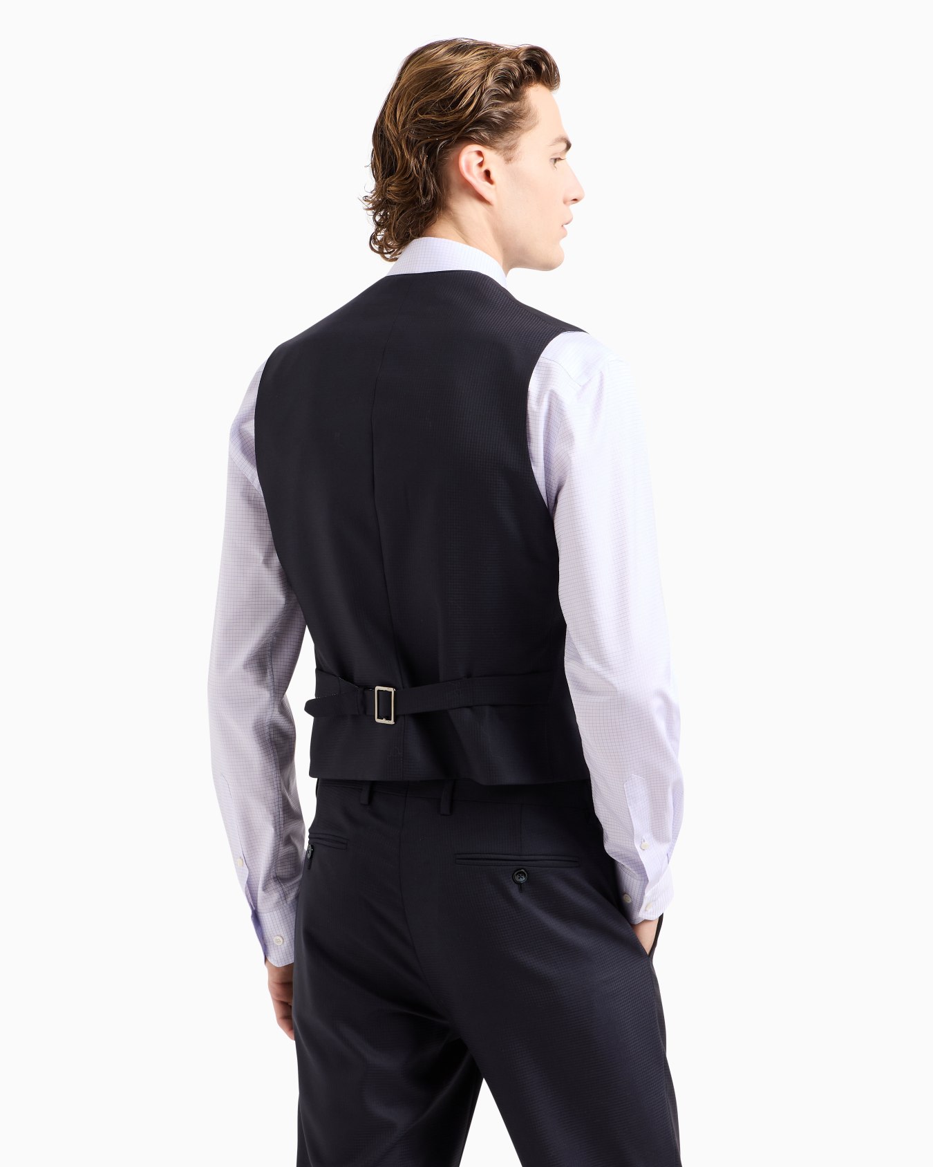 Single-breasted waistcoat in micro gingham virgin wool Slide 2