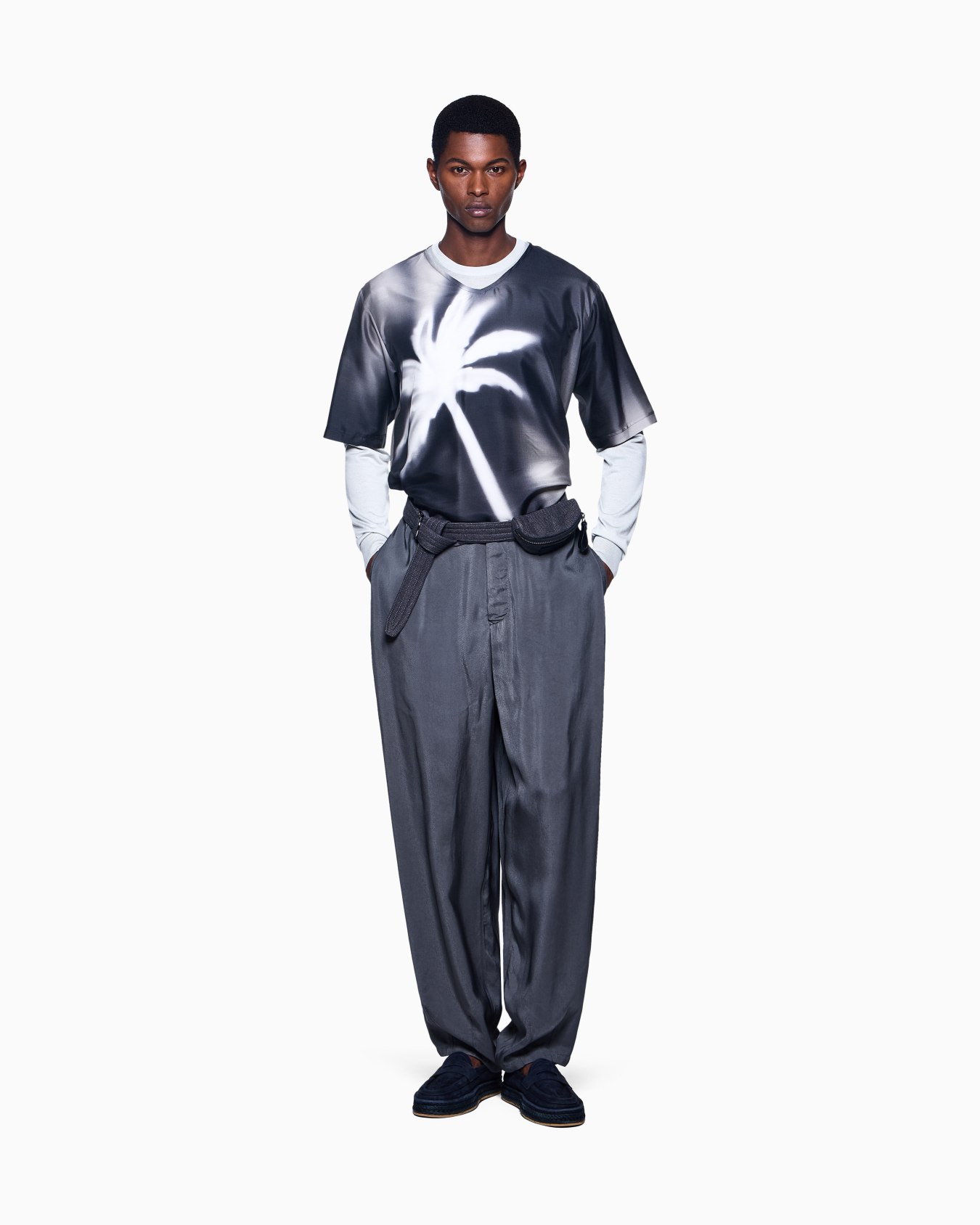 Printed silk habotai T-shirt shirt Slide 1