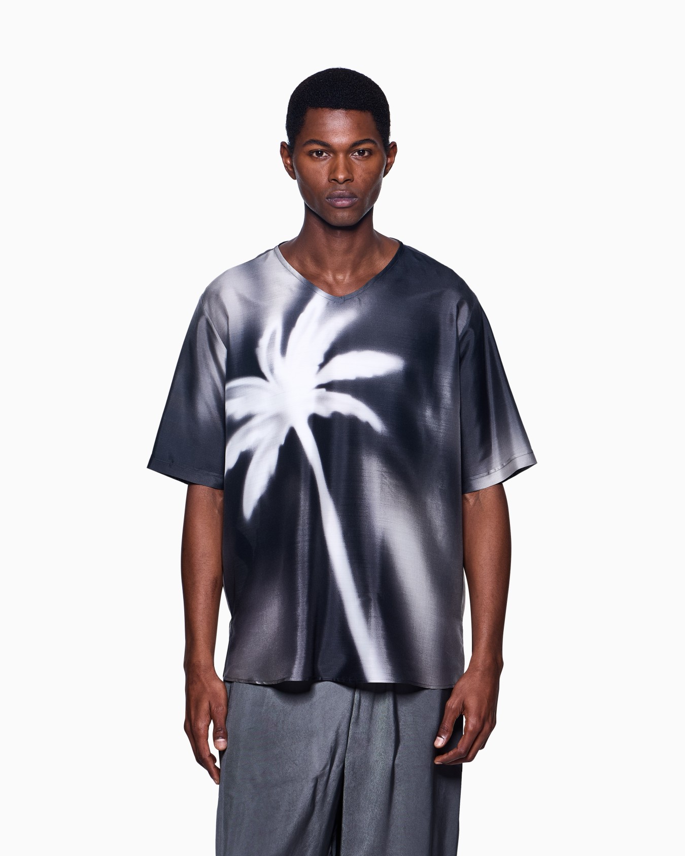 Printed silk habotai T-shirt shirt Slide 3