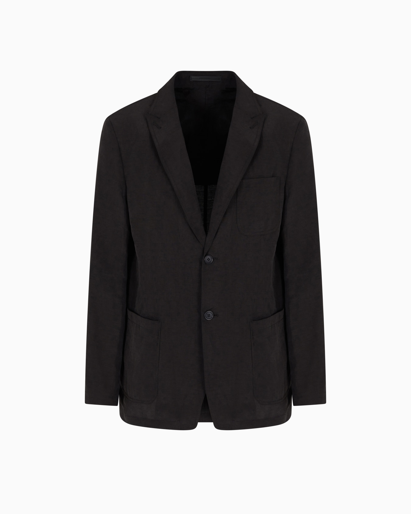 Lyocell and linen single-breasted jacket Slide 0
