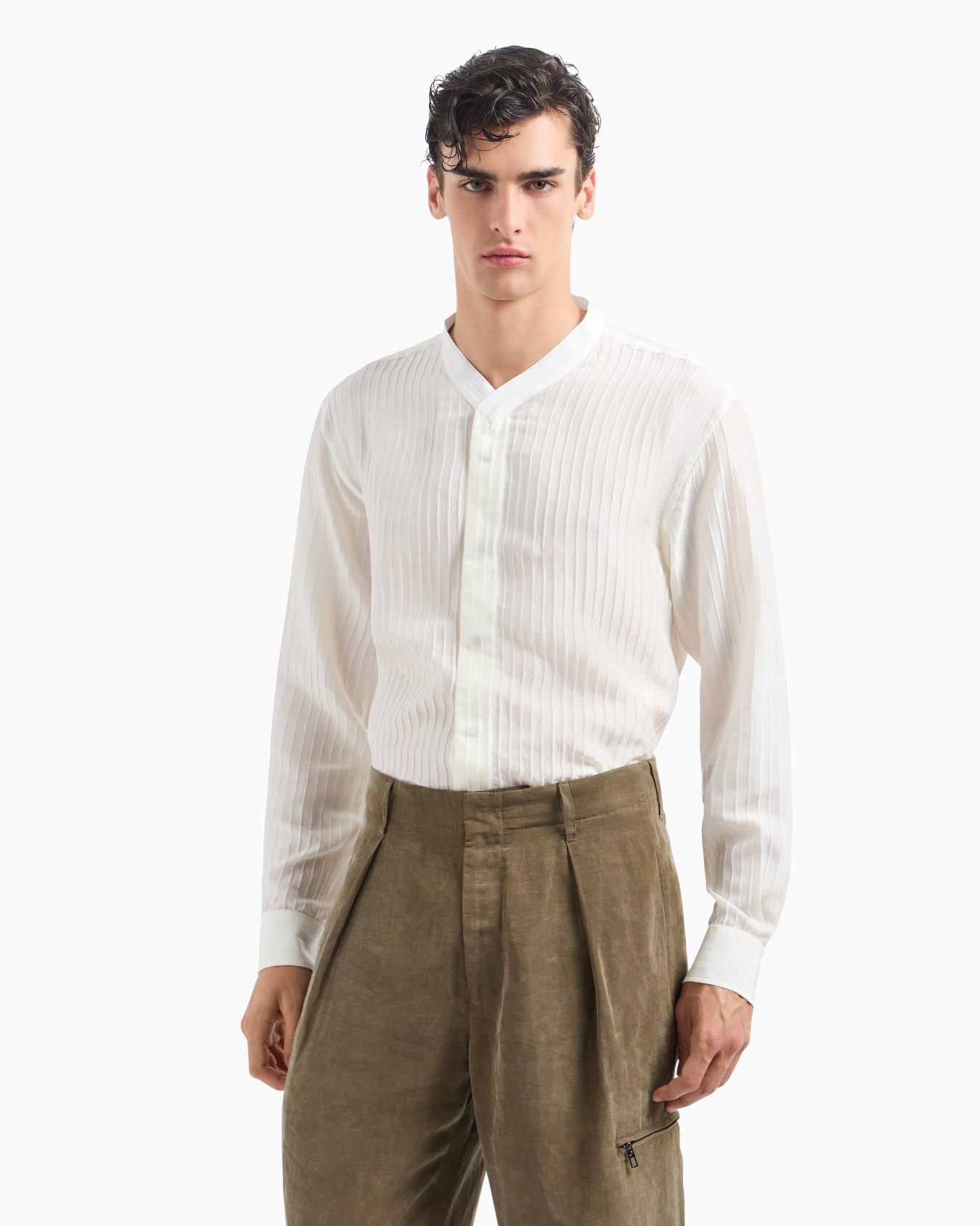 Camisa de tejido jacquard de viscosa y seda Diapositiva 4