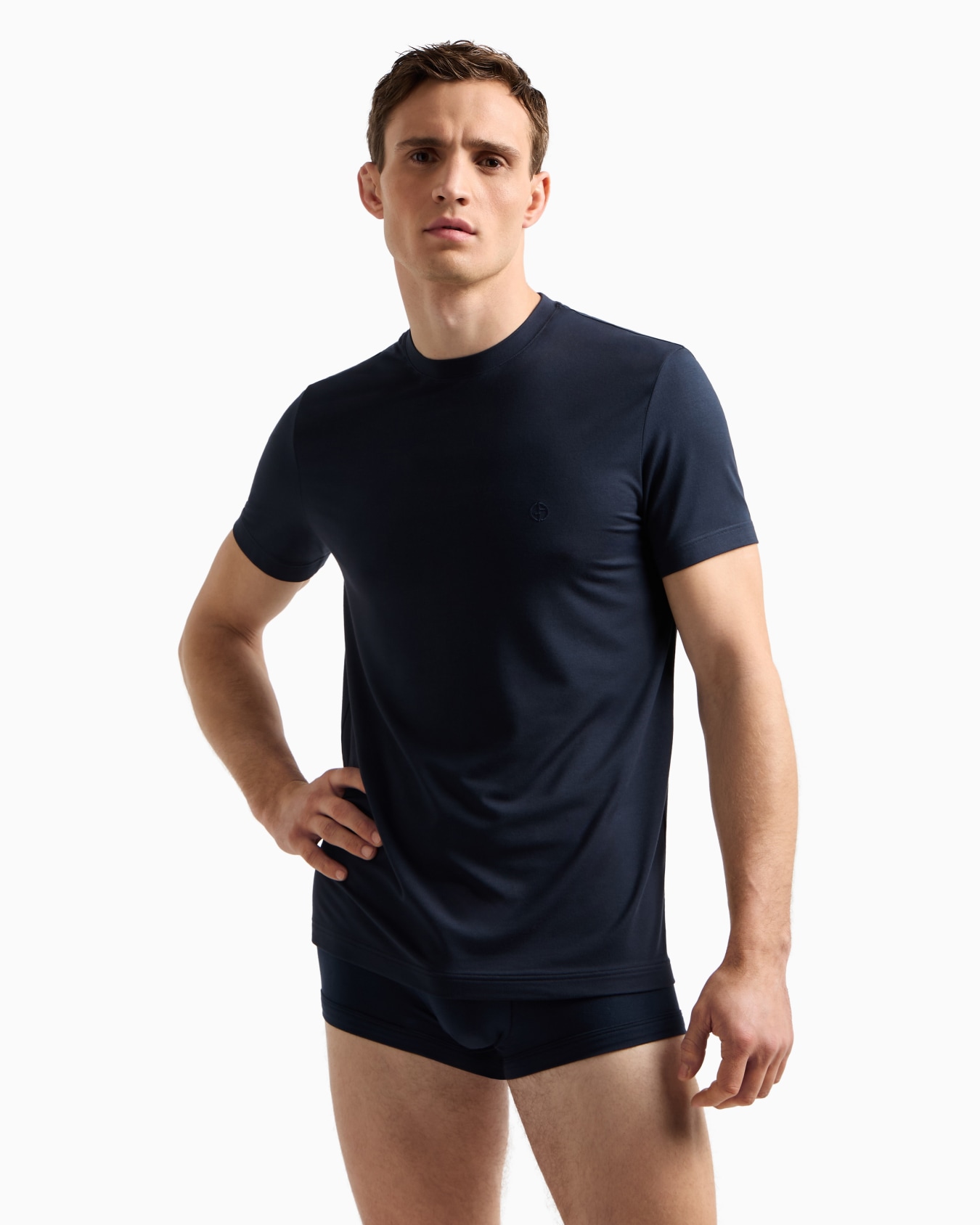 T-shirt ras-du-cou style détente en coton Diapositive 1