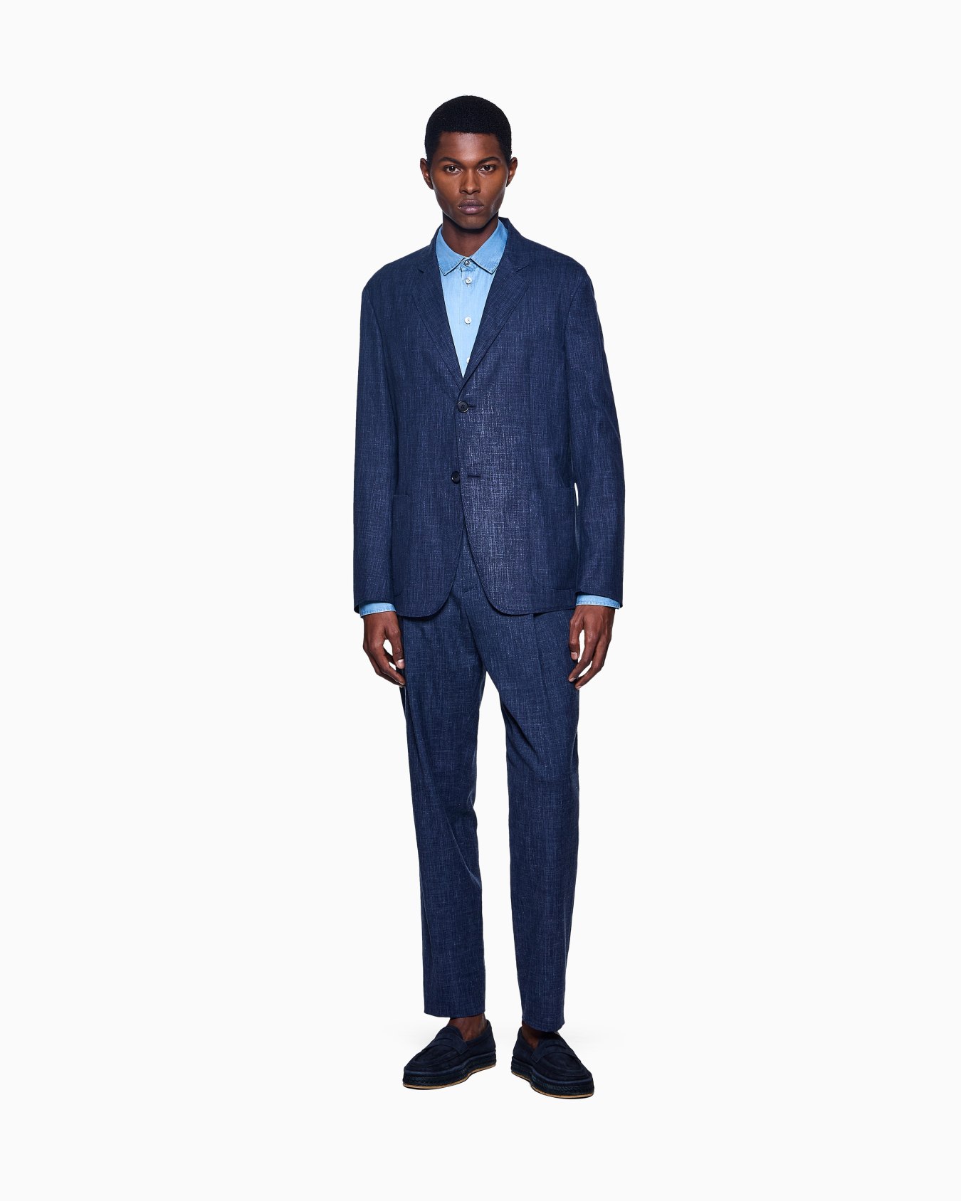 Chemise coupe classique en denim de coton Diapositive 1