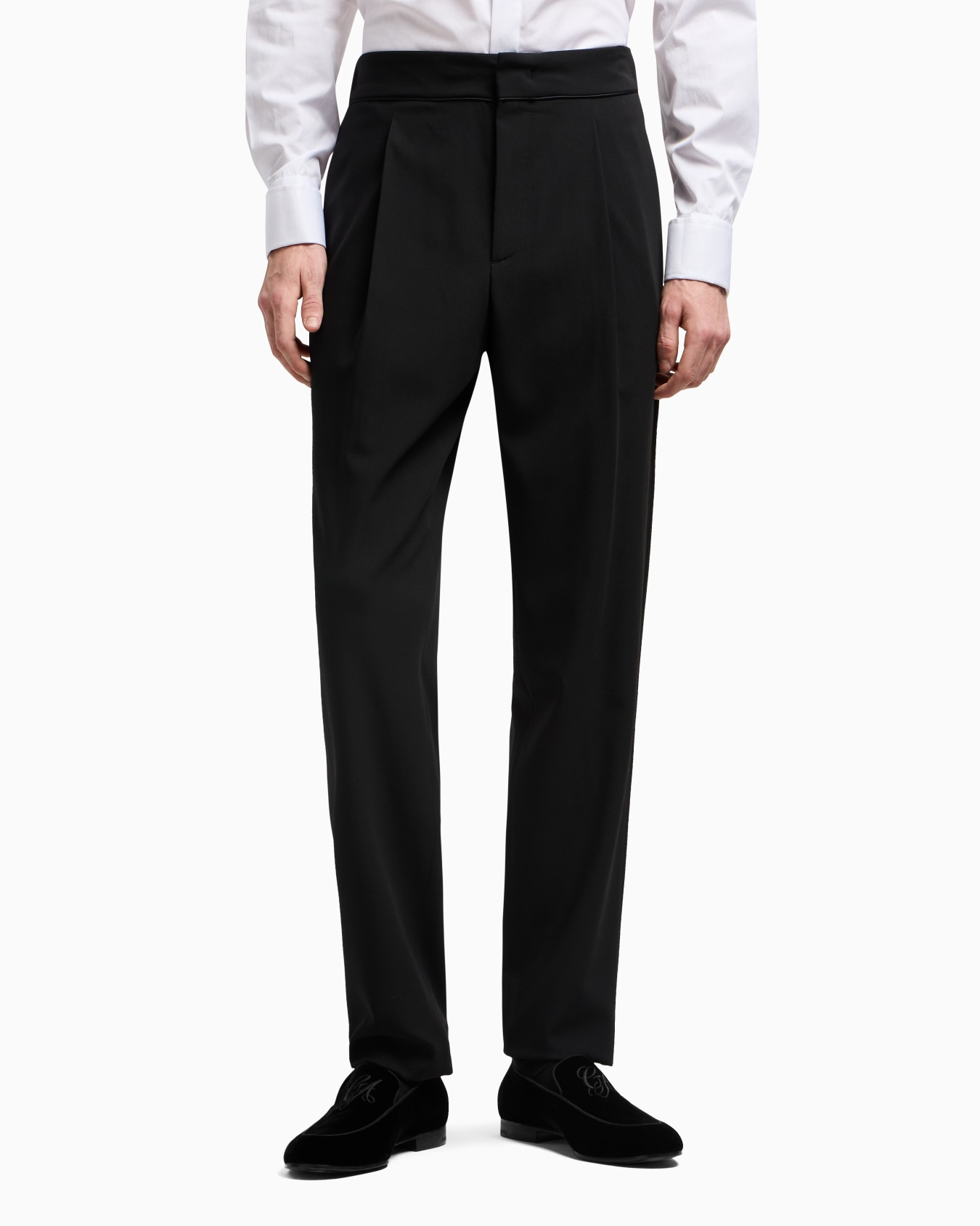Pantalones con una pinza en crepé de pura lana virgen Diapositiva 3