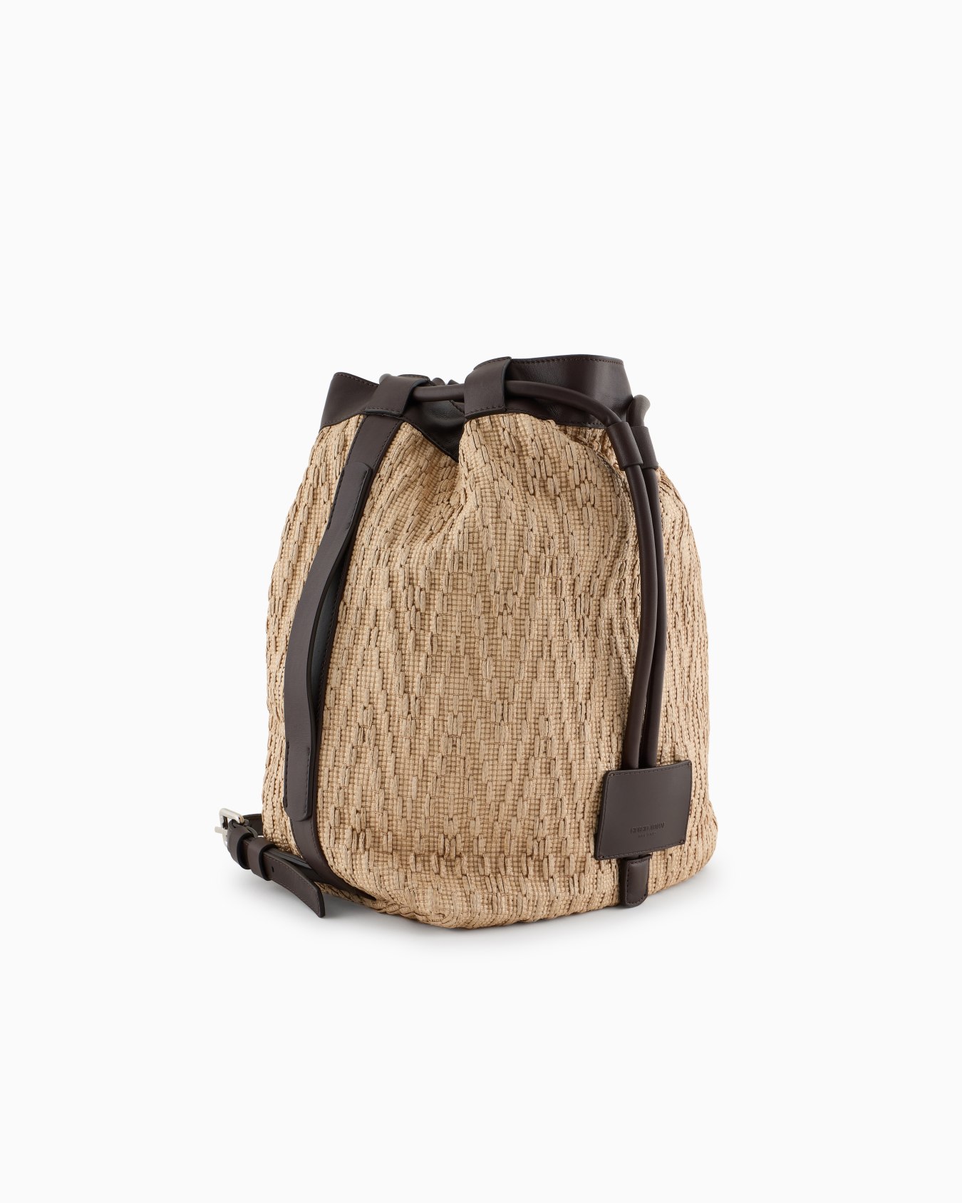 Sac à dos en raphia et cuir Diapositive 1