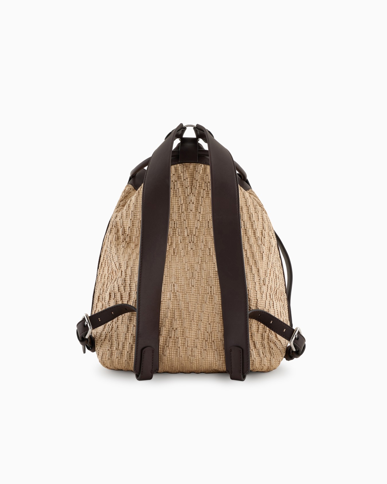Raffia and leather backpack Slide 2