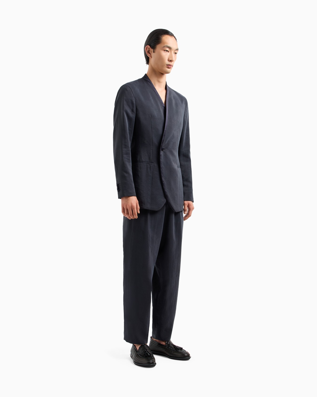 Washed, silk-blend, two-pleat trousers Slide 1