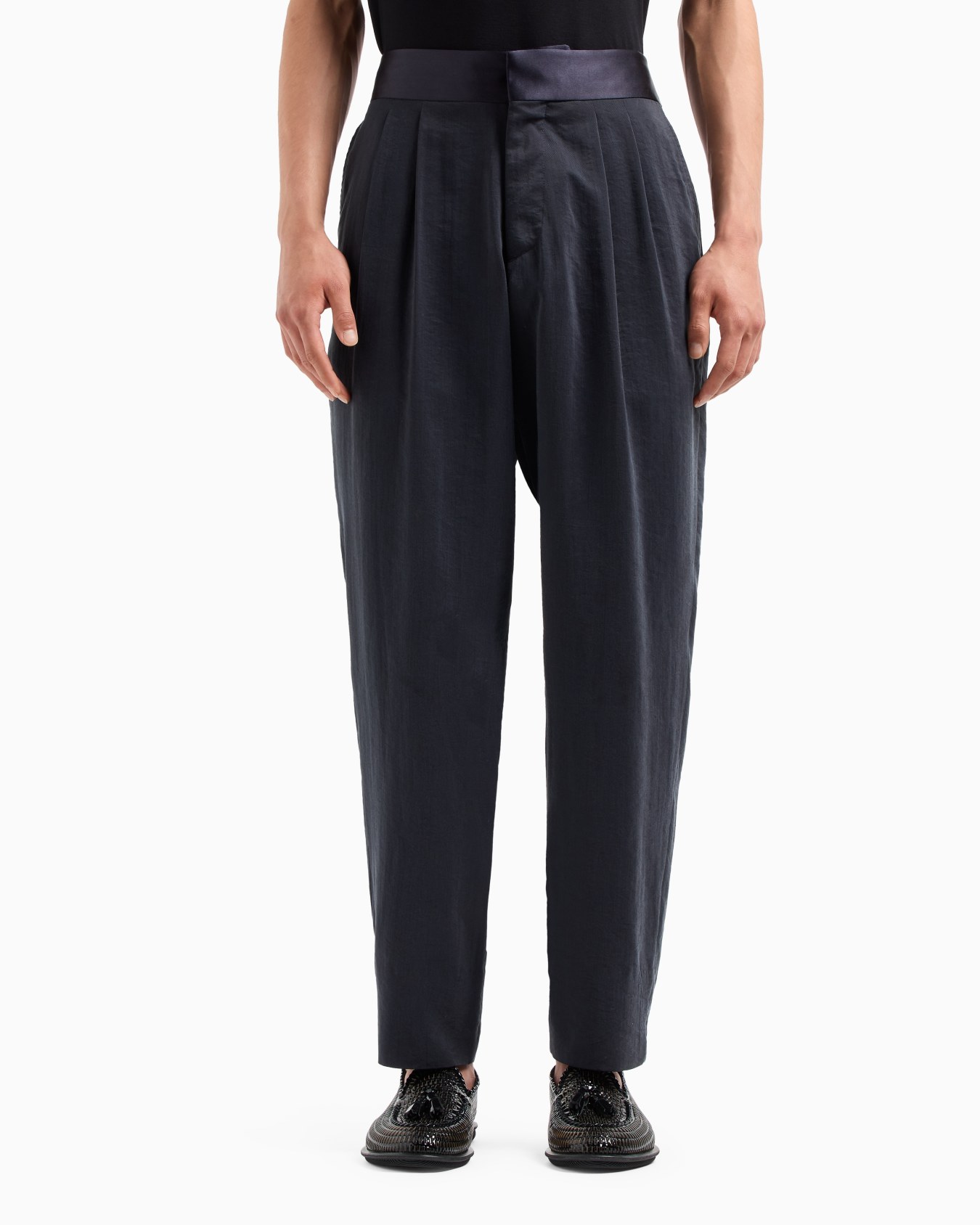 Washed, silk-blend, two-pleat trousers Slide 3