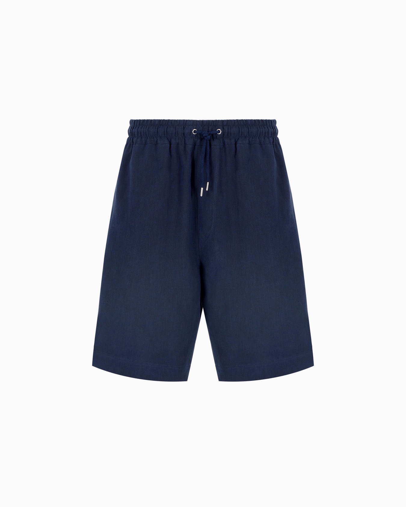 Linen canvas flat-front Bermuda shorts Slide 0