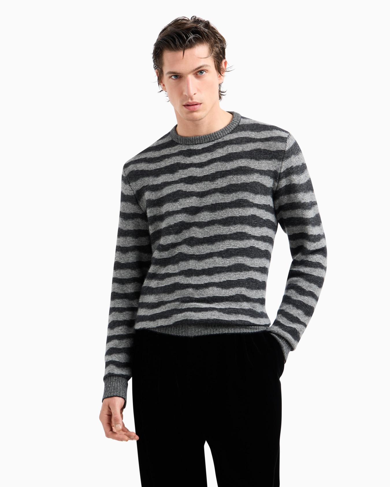 Cashmere, viscose and silk-blend jacquard crew-neck jumper Slide 2