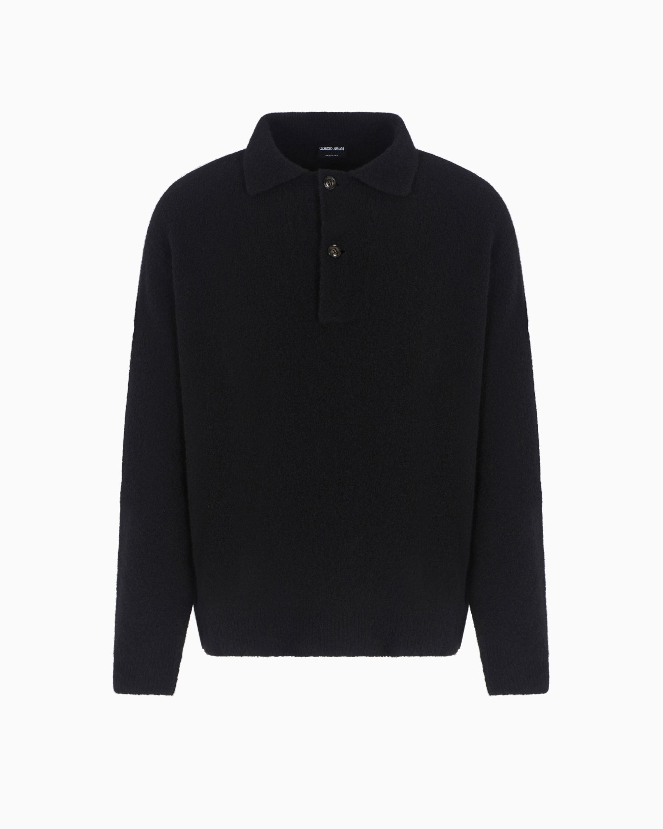 Long-sleeved stretch polo shirt in cashmere and silk Diapositiva 0
