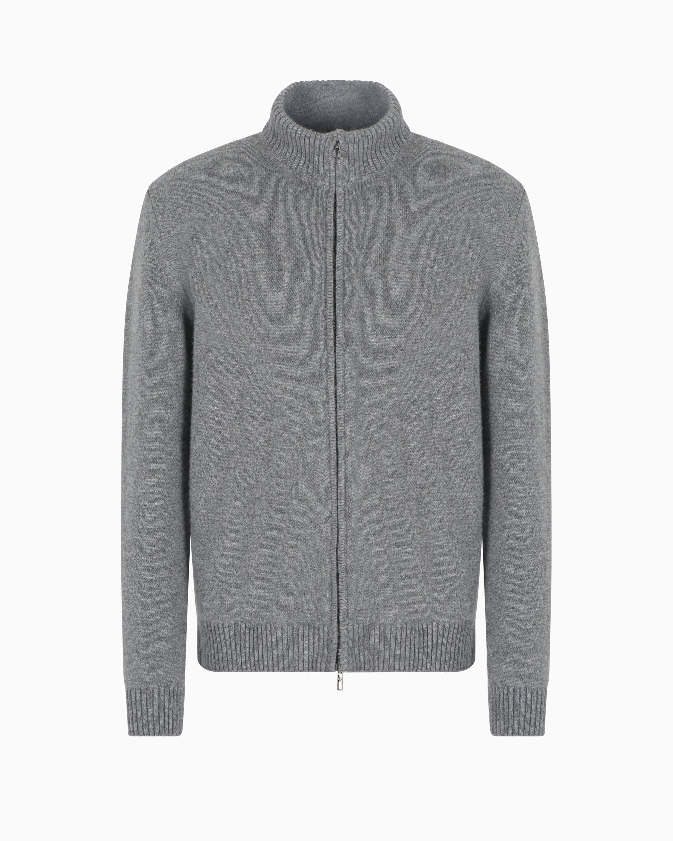 Cashmere zip-up mock-neck cardigan Slide 0