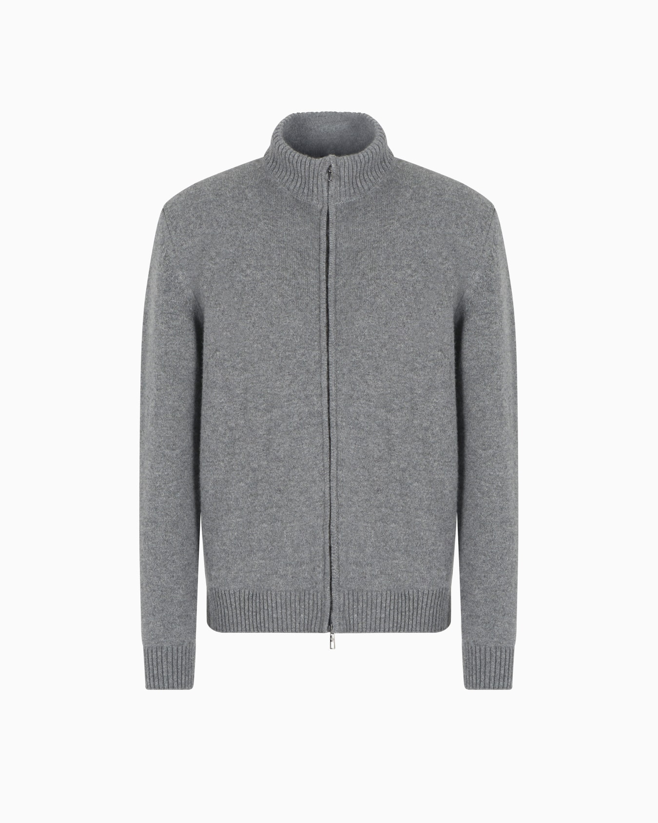 Cashmere zip-up mock-neck cardigan Slide 0