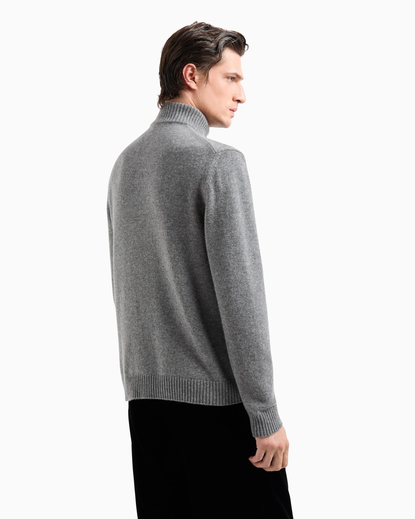 Cashmere zip-up mock-neck cardigan Slide 2