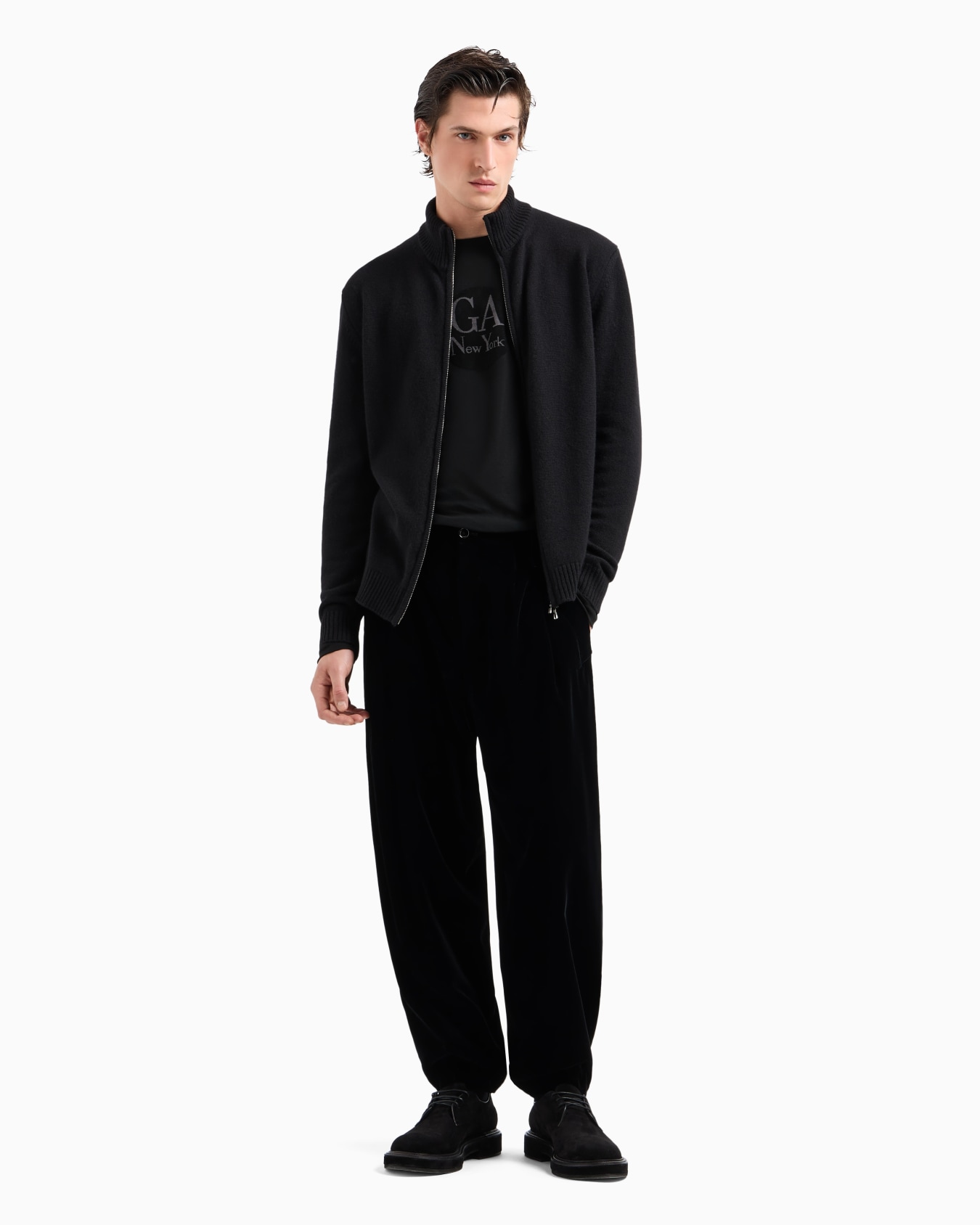 Cashmere zip-up mock-neck cardigan Slide 4