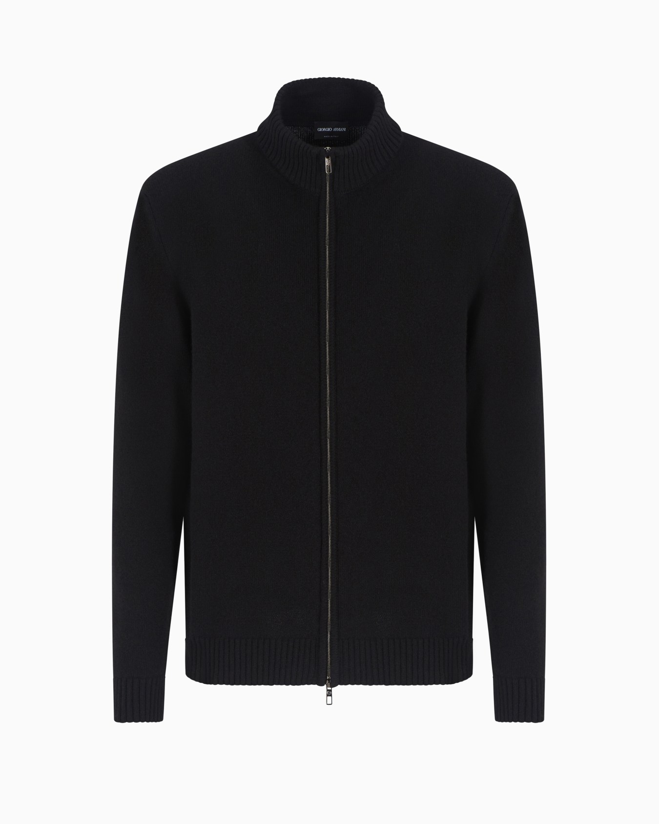 Cashmere zip-up mock-neck cardigan Slide 0