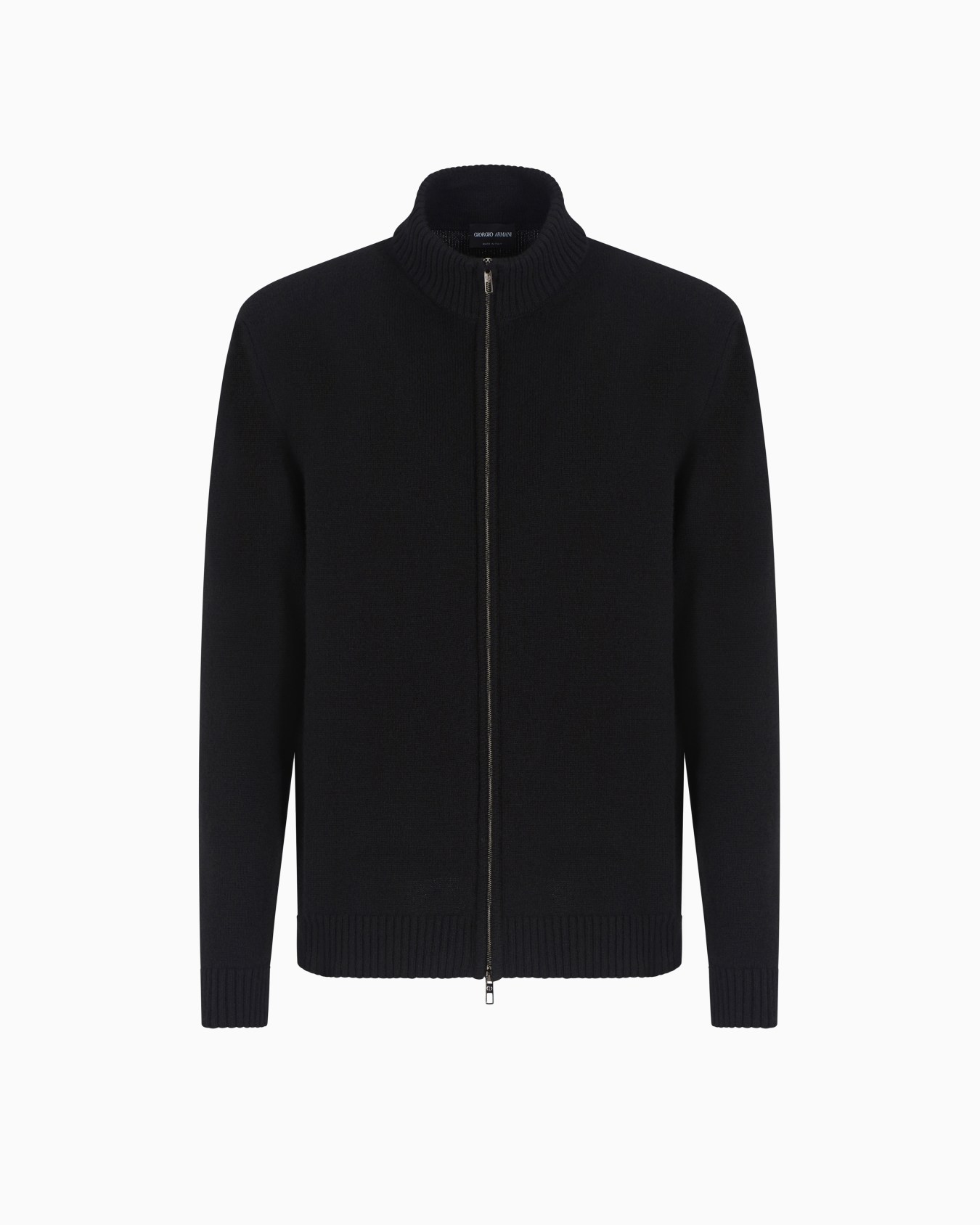 Cashmere zip-up mock-neck cardigan Slide 0