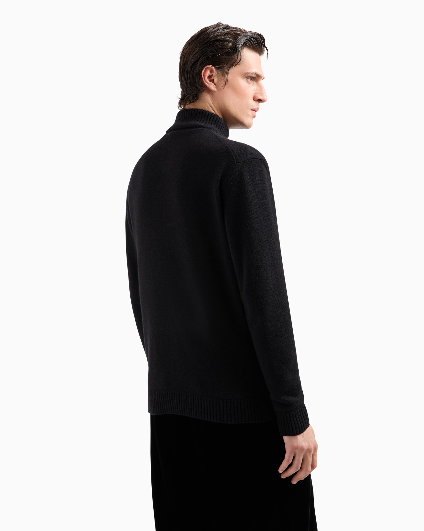 Cashmere zip-up mock-neck cardigan Slide 3